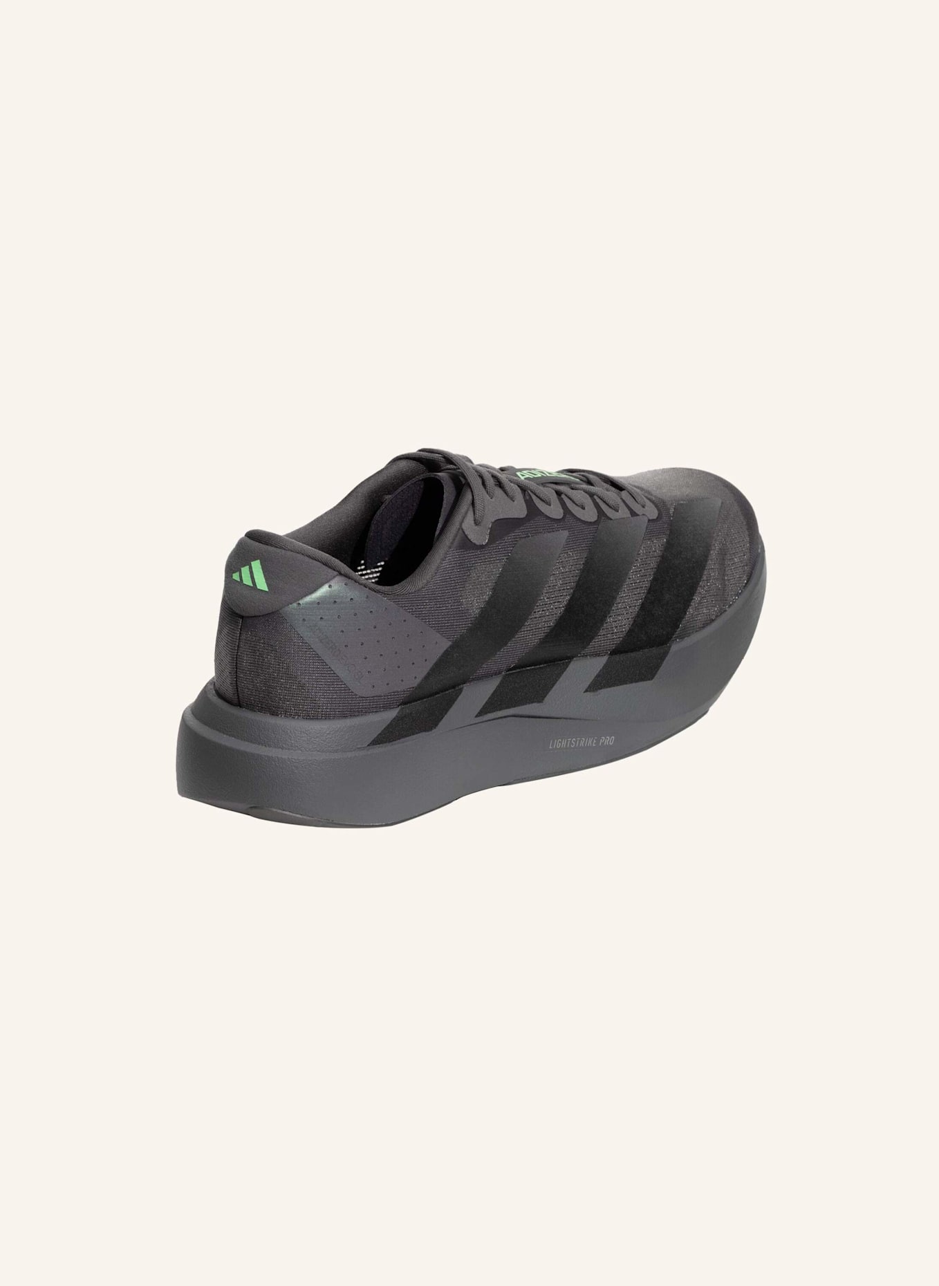 adidas ADIZERO EVO SL SCHUH: GRAU/ SCHWARZ/ NEONGRÜN