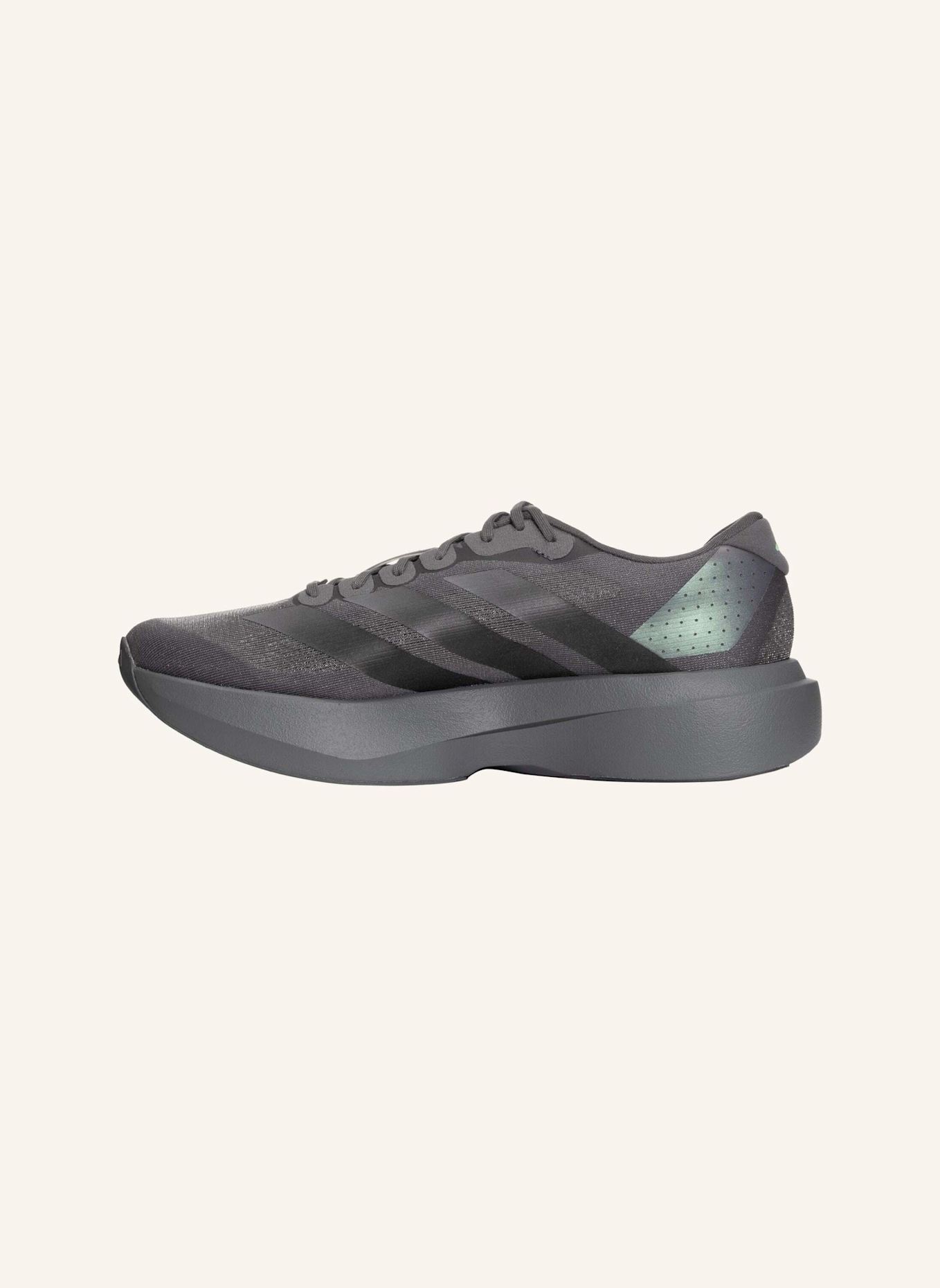 adidas ADIZERO EVO SL SCHUH: GRAU/ SCHWARZ/ NEONGRÜN