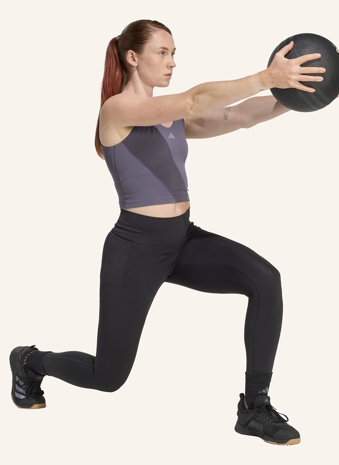 adidas 3-STREIFEN STUDIO ALL ME LIGHT SUPPORT TANK: LILA