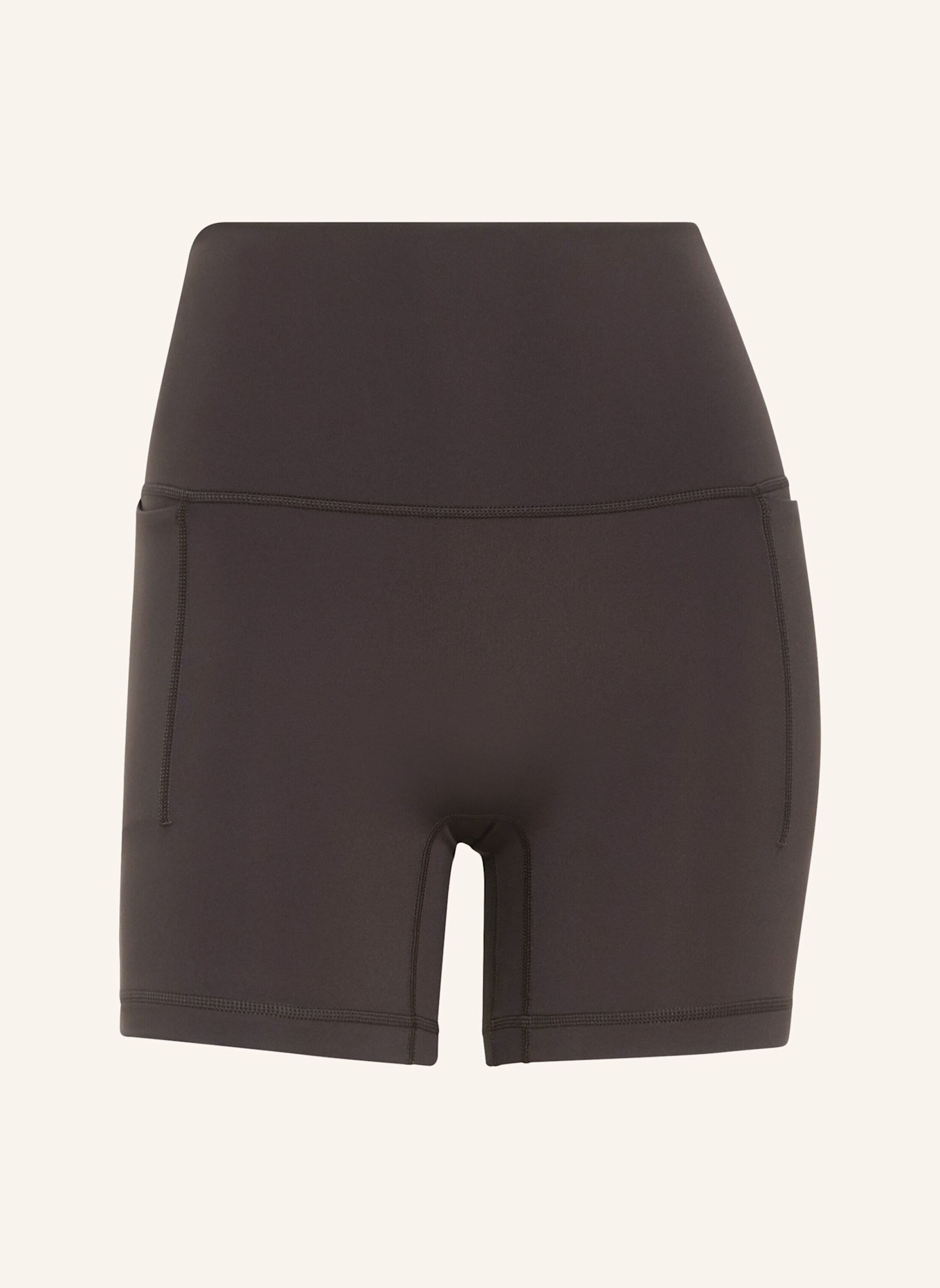 adidas 3-STREIFEN STUDIO ALL ME BOOTY SHORT LEGGINGS: BRAUN