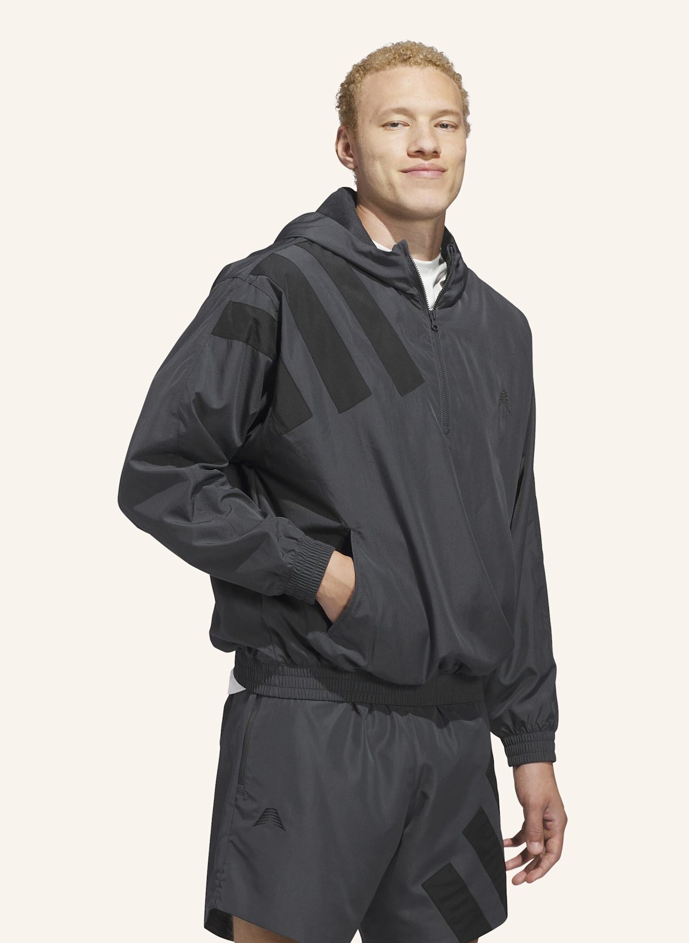 adidas ANTHONY EDWARDS ANORAK PULLOVER: GRAU