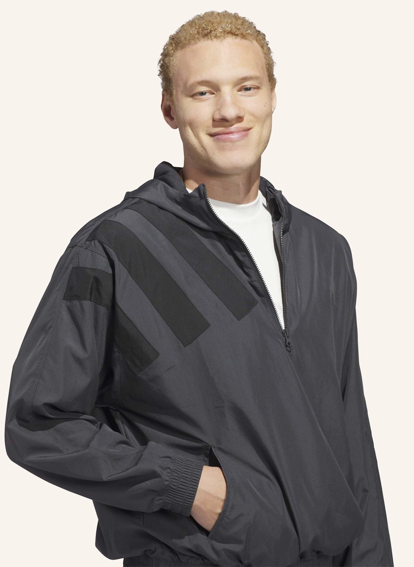 adidas ANTHONY EDWARDS ANORAK PULLOVER: GRAU