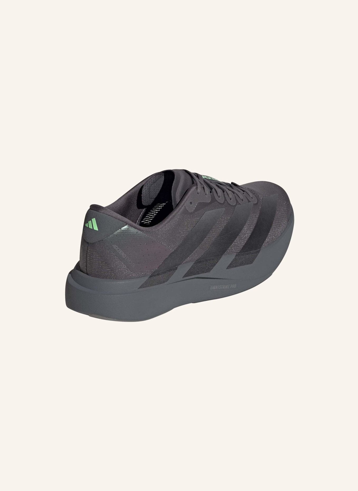 adidas ADIZERO EVO SL SCHUH: GRAU/ SCHWARZ/ NEONGRÜN