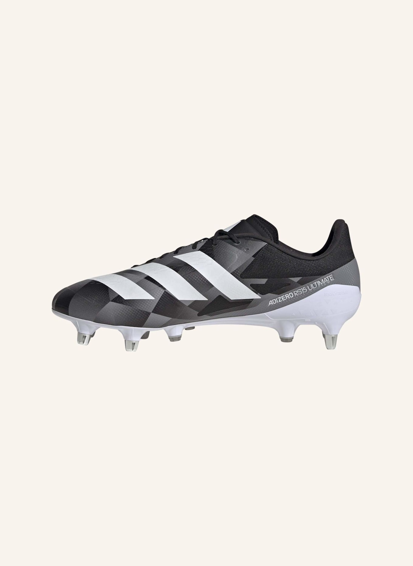 adidas ADIZERO RS15 ULTIMATE SG RUGBYSCHUH: SCHWARZ/ WEISS/ GRAU