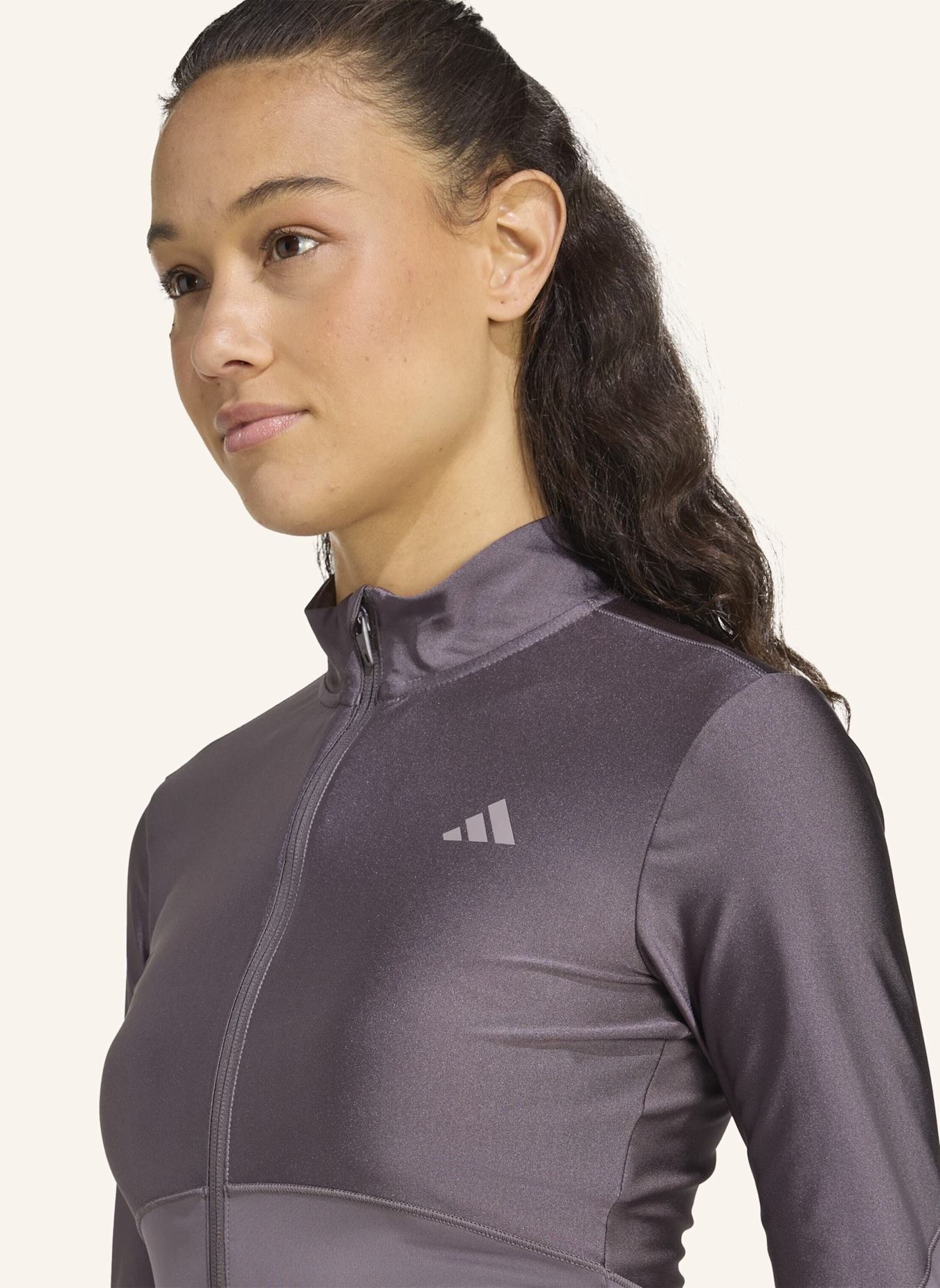 adidas HYPERGLAM SHINE JACKE MIT DURCHGEHENDEM REISSVERSCHLUSS: GRAU/ GRÜN