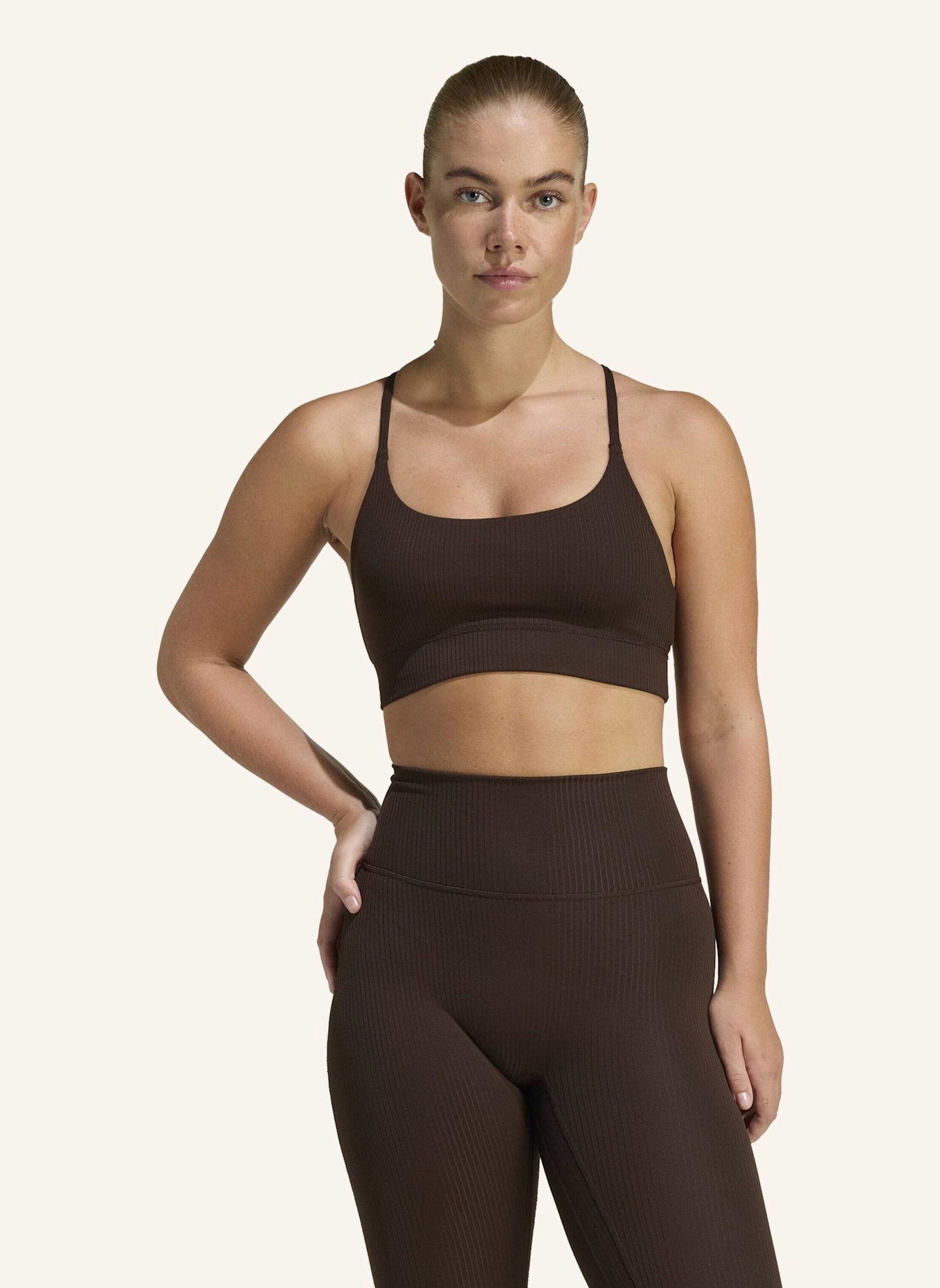 adidas ADIDAS ALL ME LIGHT SUPPORT RIB BRA LONGLINE SPORT-BH: BRAUN