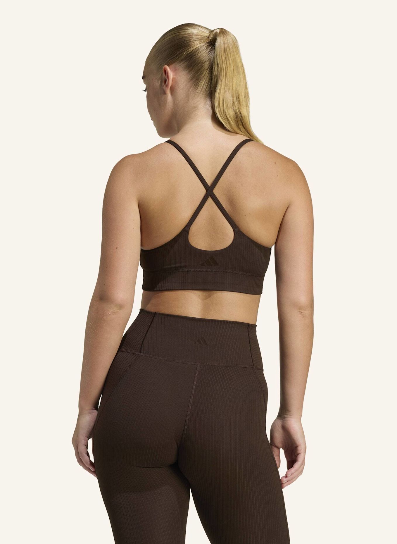 adidas ADIDAS ALL ME LIGHT SUPPORT RIB BRA LONGLINE SPORT-BH: BRAUN