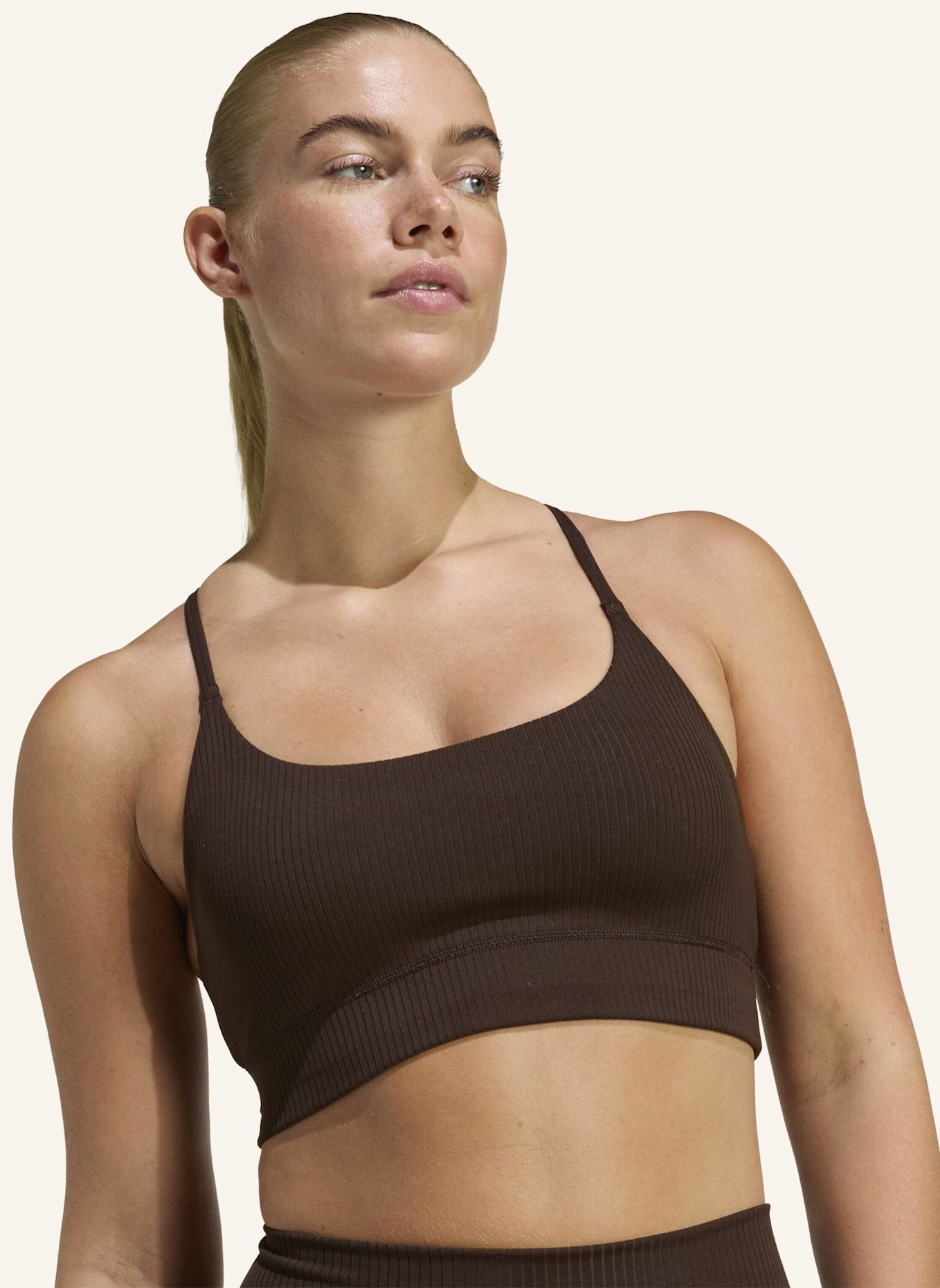 adidas ADIDAS ALL ME LIGHT SUPPORT RIB BRA LONGLINE SPORT-BH: BRAUN