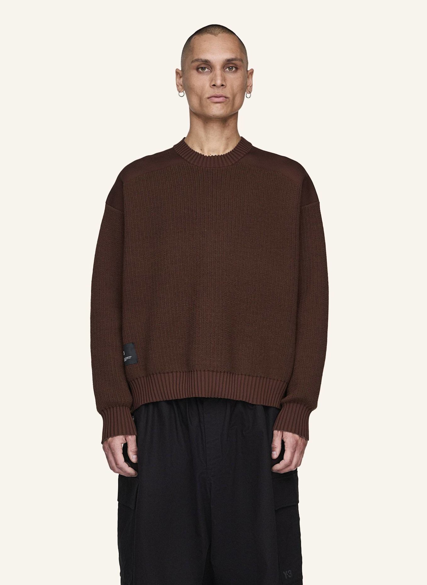 Y-3 Y-3 UT KNIT CREW PULLOVER: BRAUN