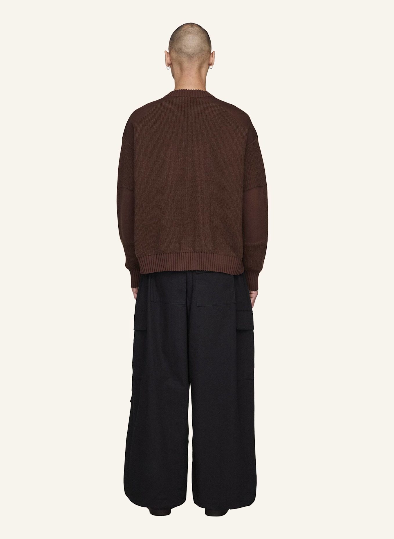 Y-3 Y-3 UT KNIT CREW PULLOVER: BRAUN
