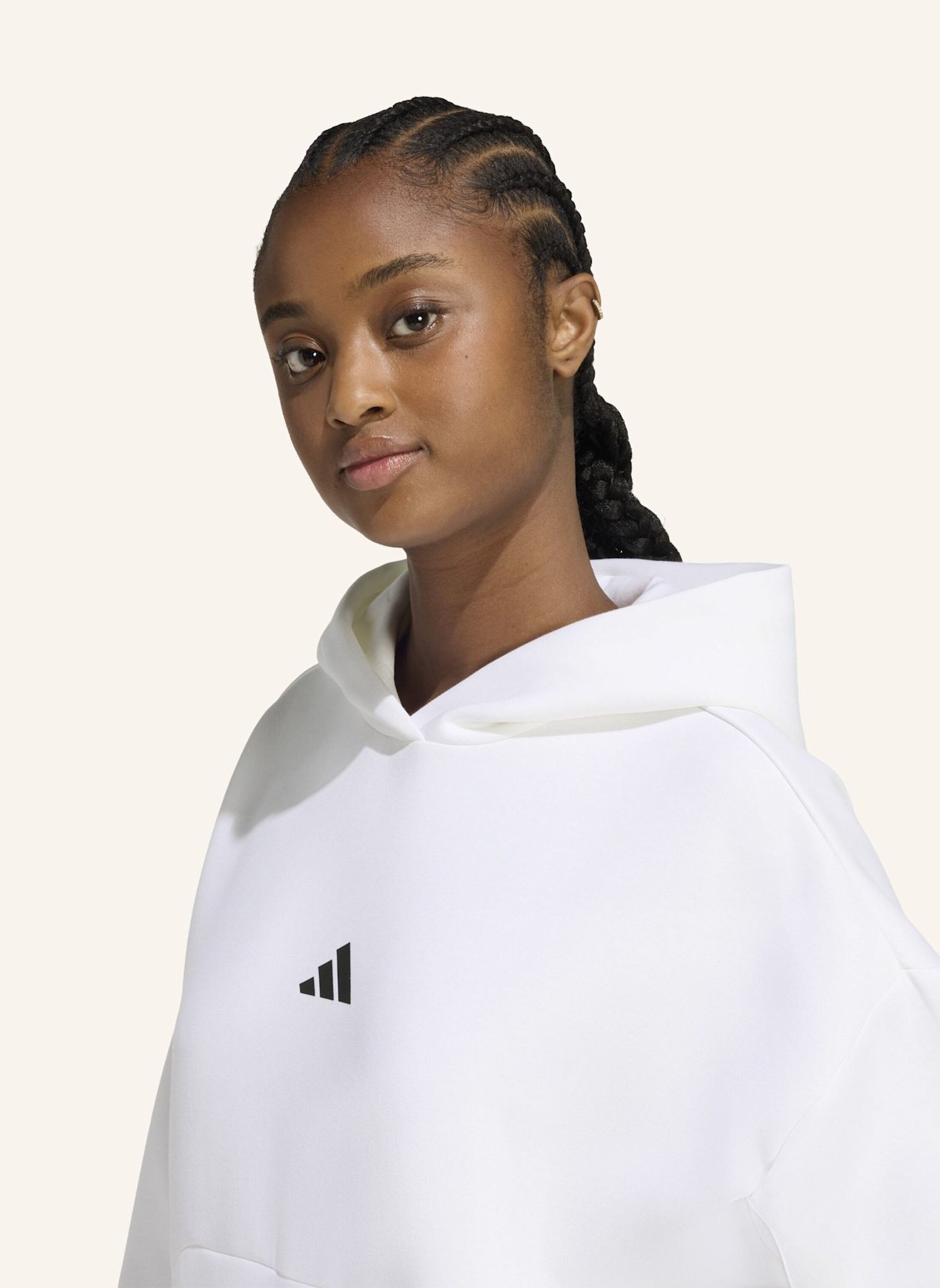 adidas FUTURE ICONS 3-STREIFEN HOODIE: WEISS