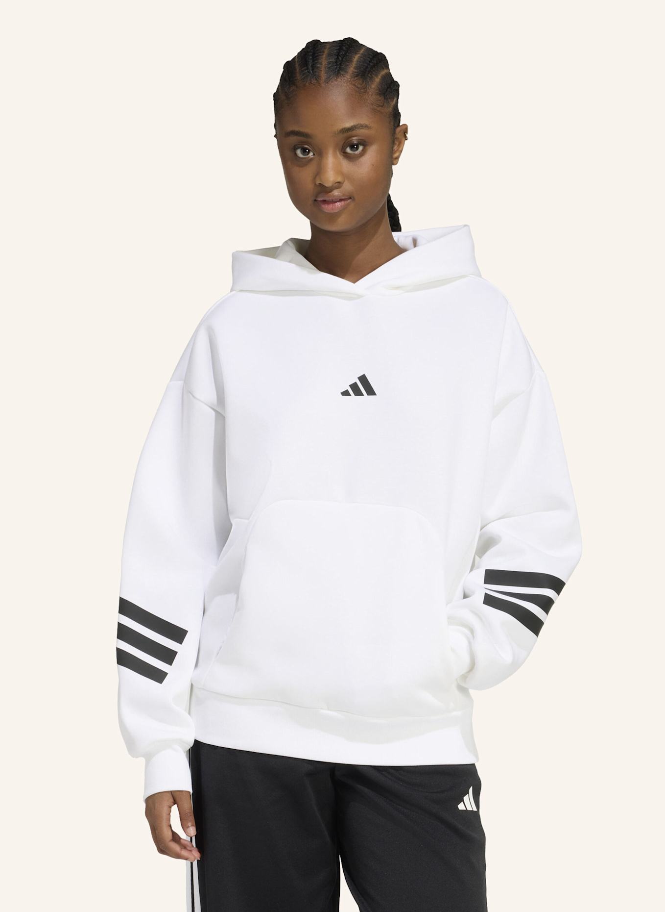 adidas FUTURE ICONS 3-STREIFEN HOODIE: WEISS