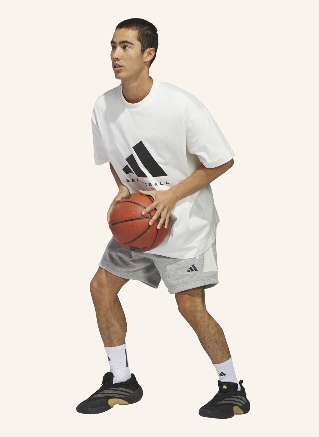 adidas T-Shirt ADIDAS BASKETBALL: WEISS/ SCHWARZ