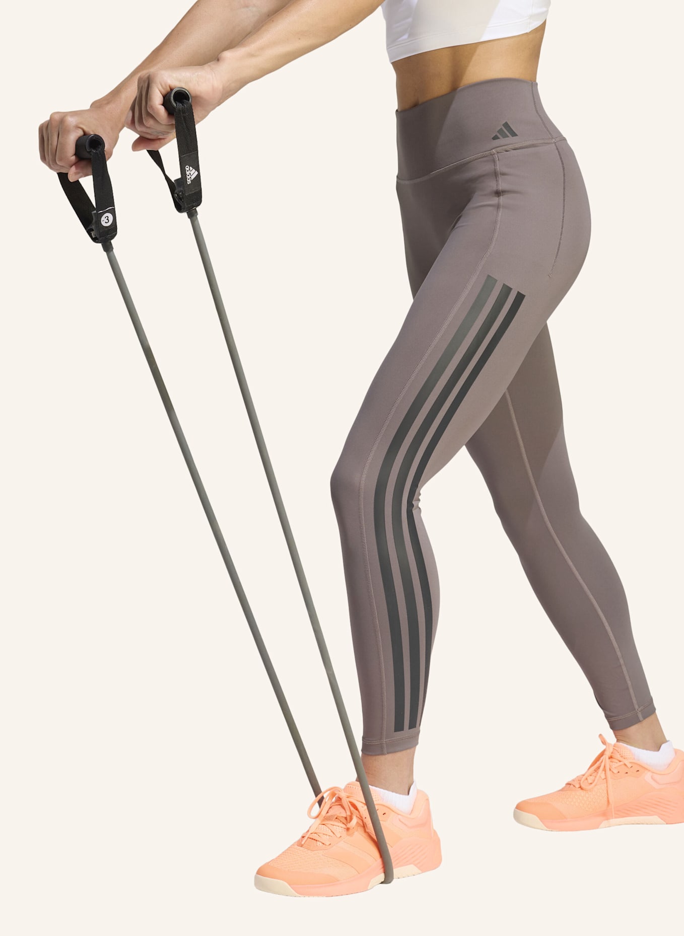 adidas OPTIME WORKOUT 3-STREIFEN 7/8 LEGGINGS: GRAU