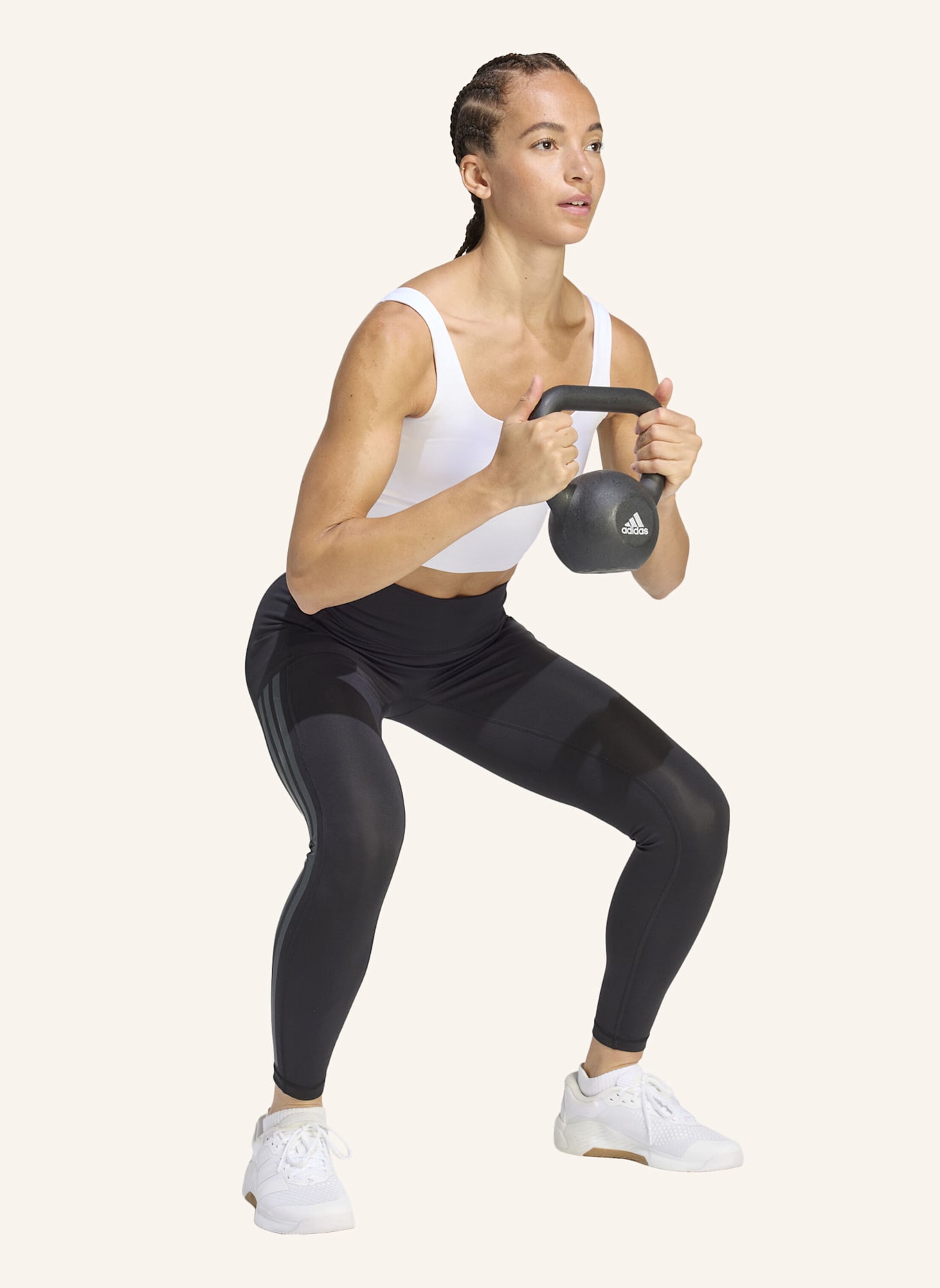 adidas OPTIME WORKOUT 3-STREIFEN 7/8 LEGGINGS: SCHWARZ