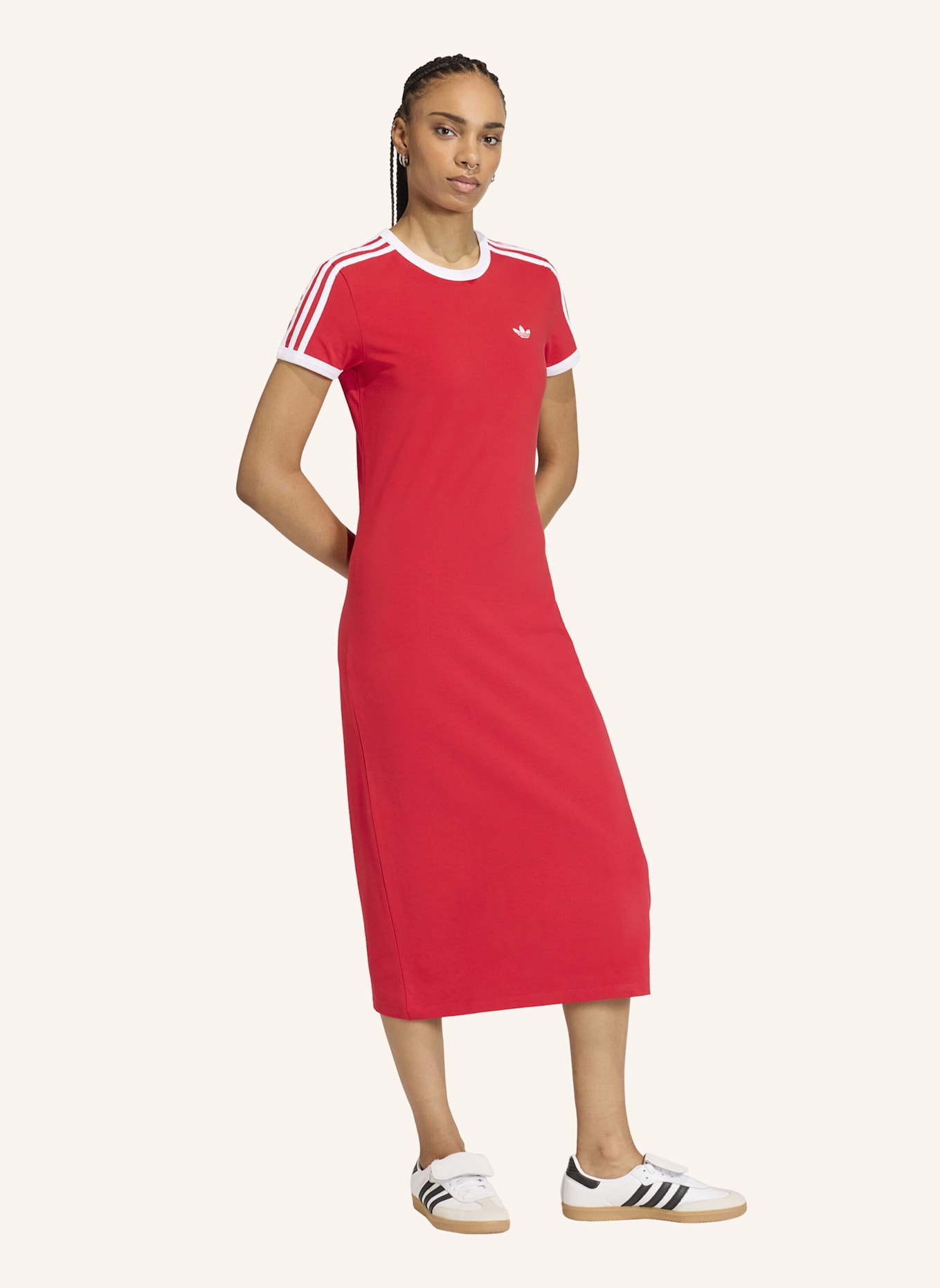 adidas Originals 3-STREIFEN KLEID (SCHMAL): ROT/ WEISS