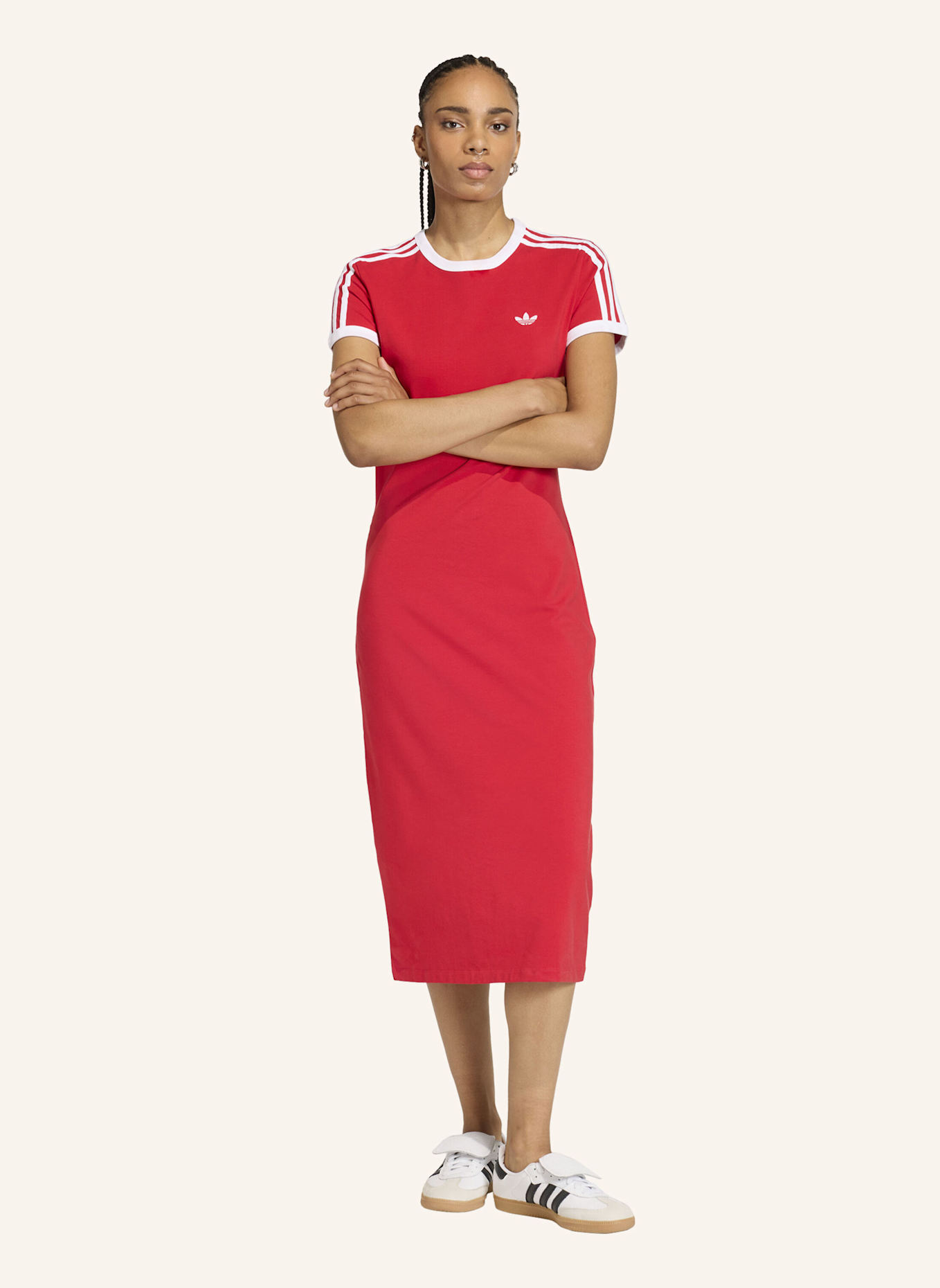 adidas Originals 3-STREIFEN KLEID (SCHMAL): ROT/ WEISS