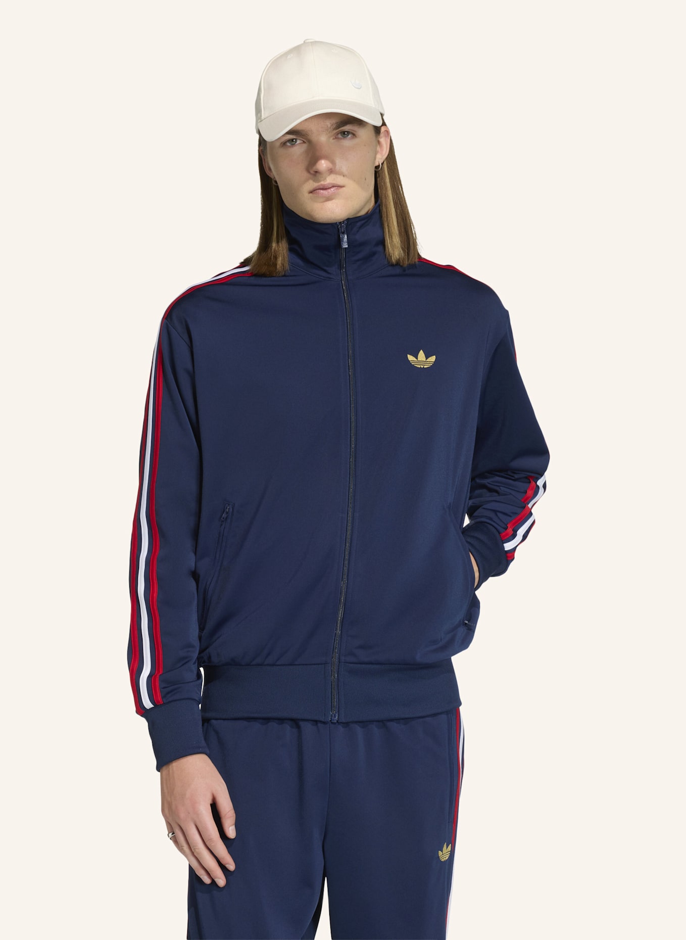 adidas Originals Sweatjacke FIREBIRD mit Galonstreifen: BLAU/ ROT/ WEISS