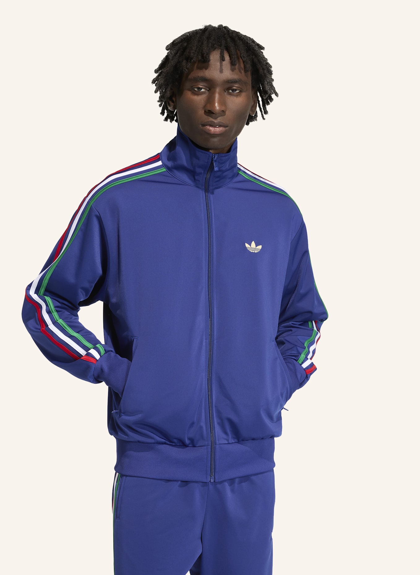 adidas Originals Sweatjacke FIREBIRD mit Galonstreifen: BLAU/ GRÜN/ WEISS