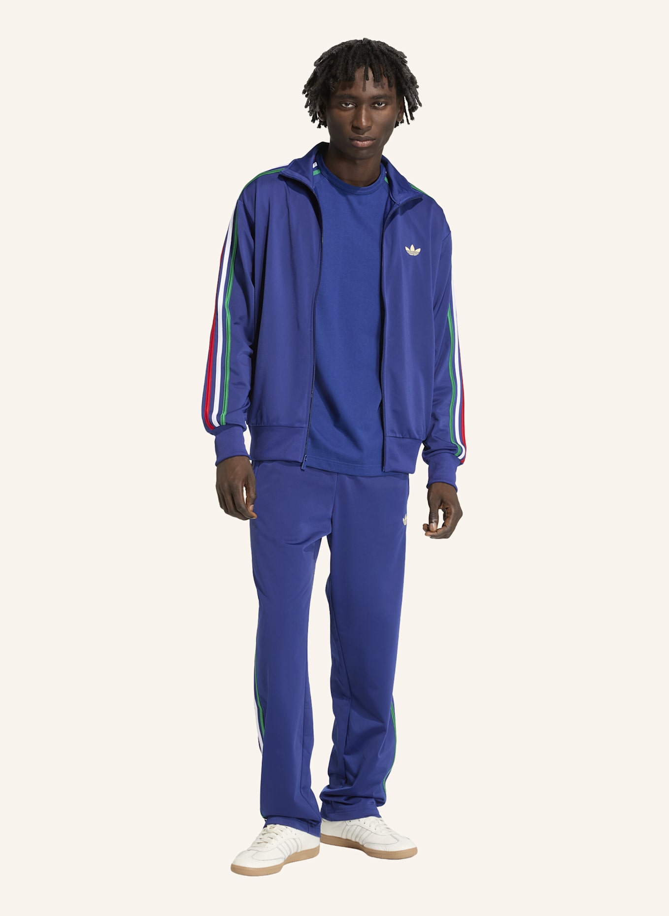 adidas Originals Sweatjacke FIREBIRD mit Galonstreifen: BLAU/ GRÜN/ WEISS