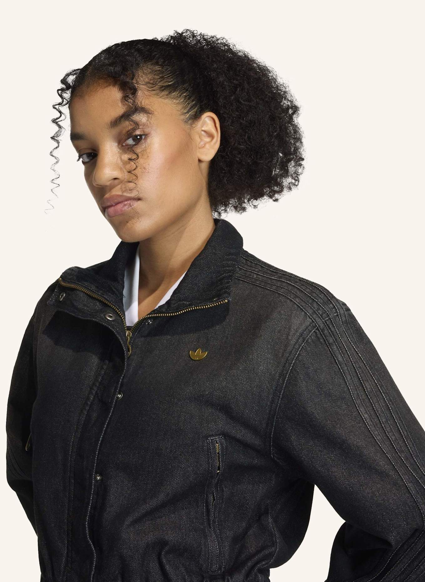 adidas Originals DENIM TRAININGSJACKE: SCHWARZ