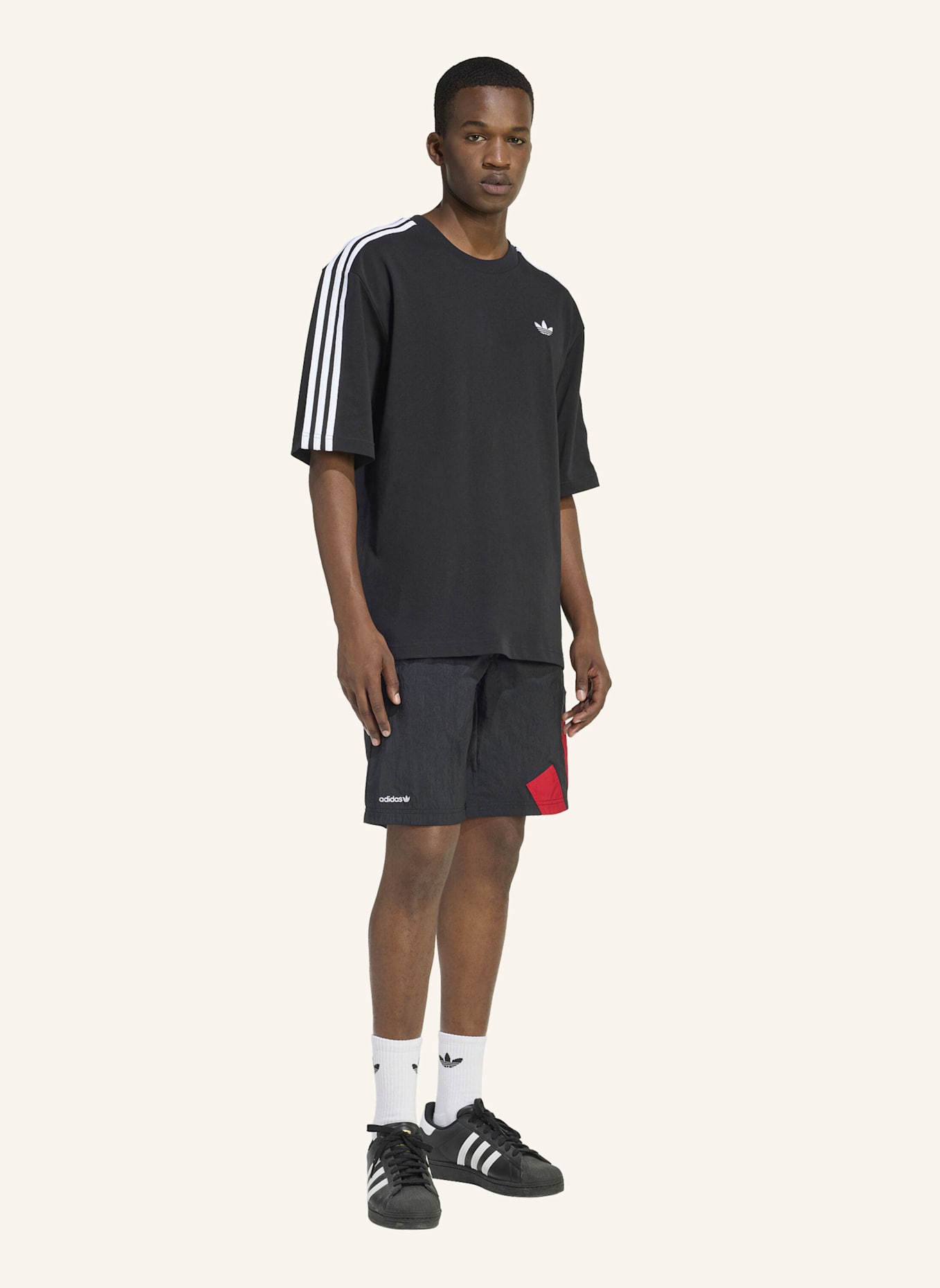 adidas Originals Oversized-Shirt 3-STREIFEN: SCHWARZ