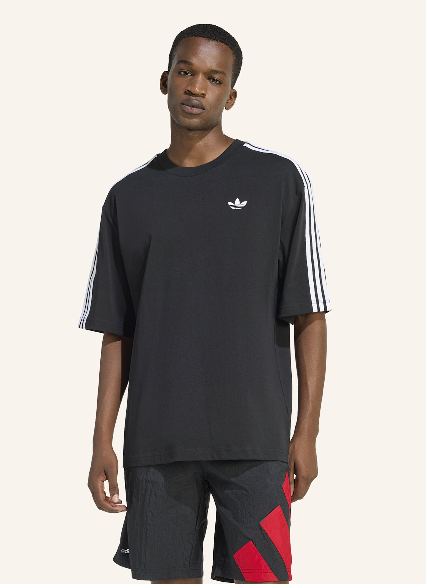adidas Originals Oversized-Shirt 3-STREIFEN: SCHWARZ