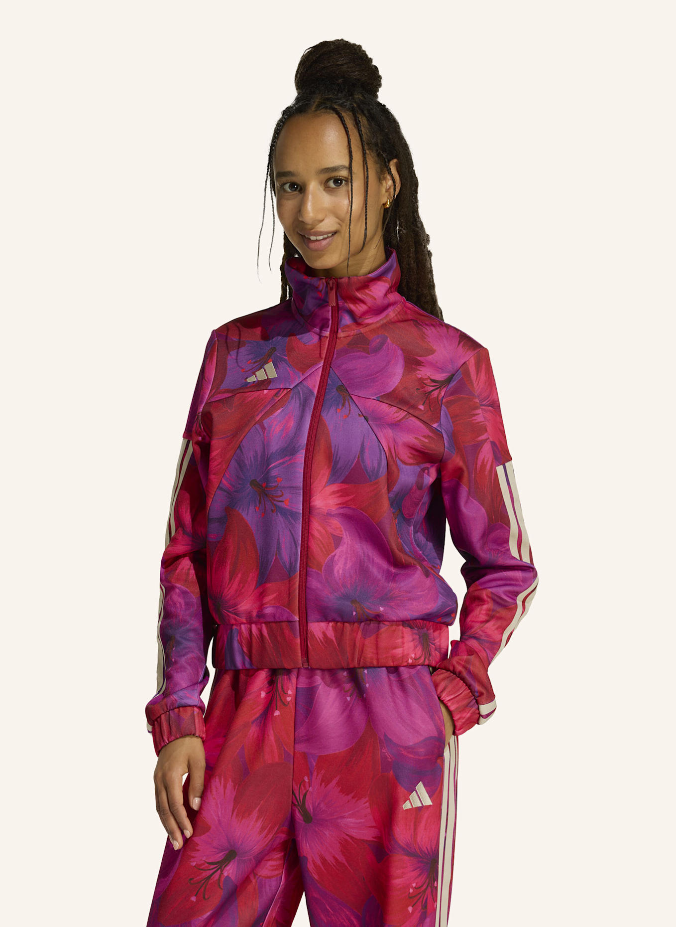 adidas ADIDAS X FARM RIO HOUSE OF TIRO TRACK TOP: LILA/ ROT/ BEIGE