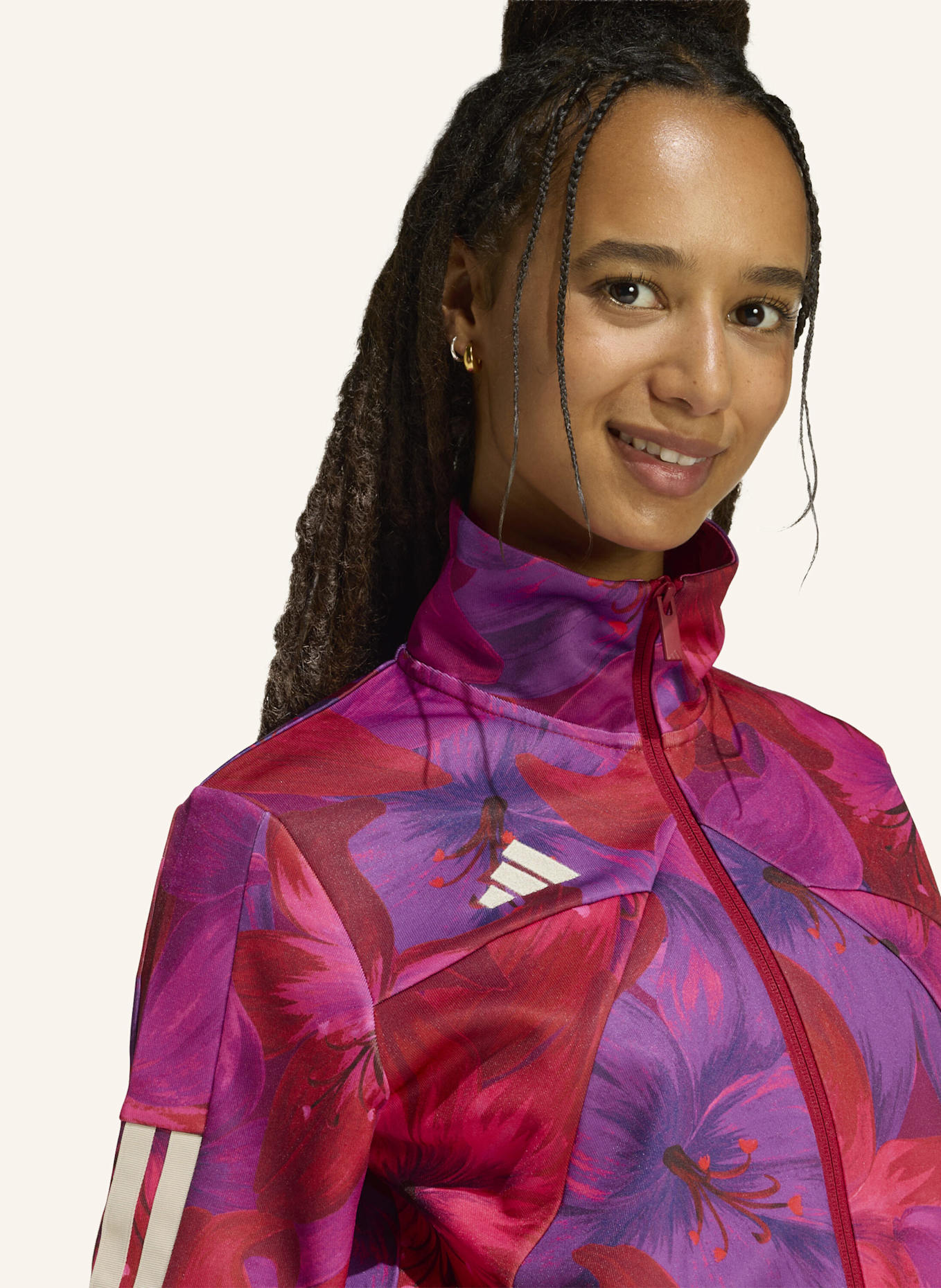 adidas ADIDAS X FARM RIO HOUSE OF TIRO TRACK TOP: LILA/ ROT/ BEIGE