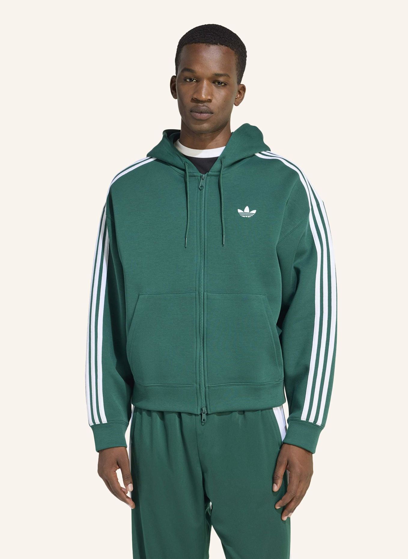 adidas Originals ADIDAS ADICOLOR SPACER KAPUZENJACKE, OVERSIZED: GRÜN