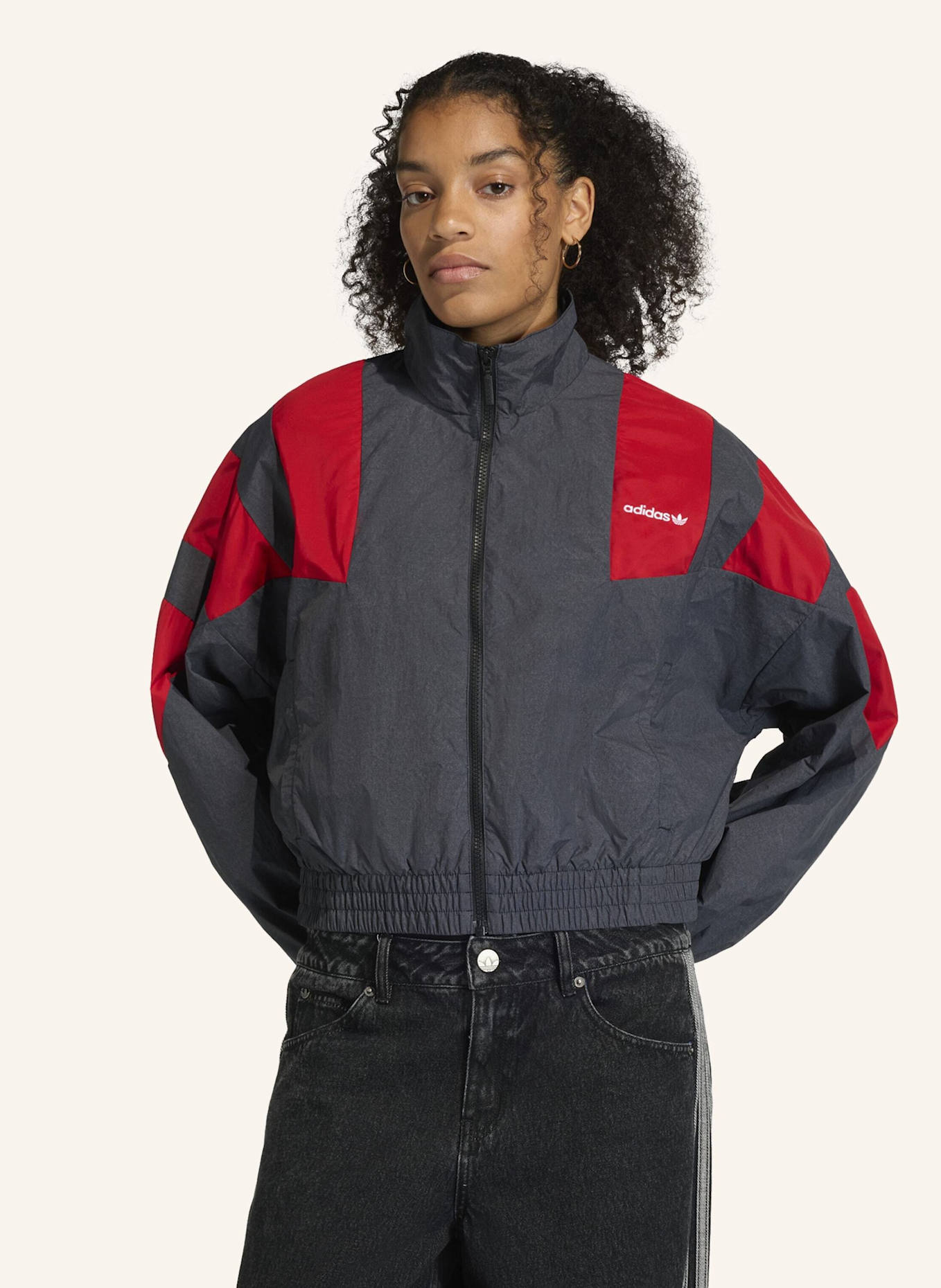 adidas Originals BLOCKED WASHED ZIPPED TRACKTOP: SCHWARZ