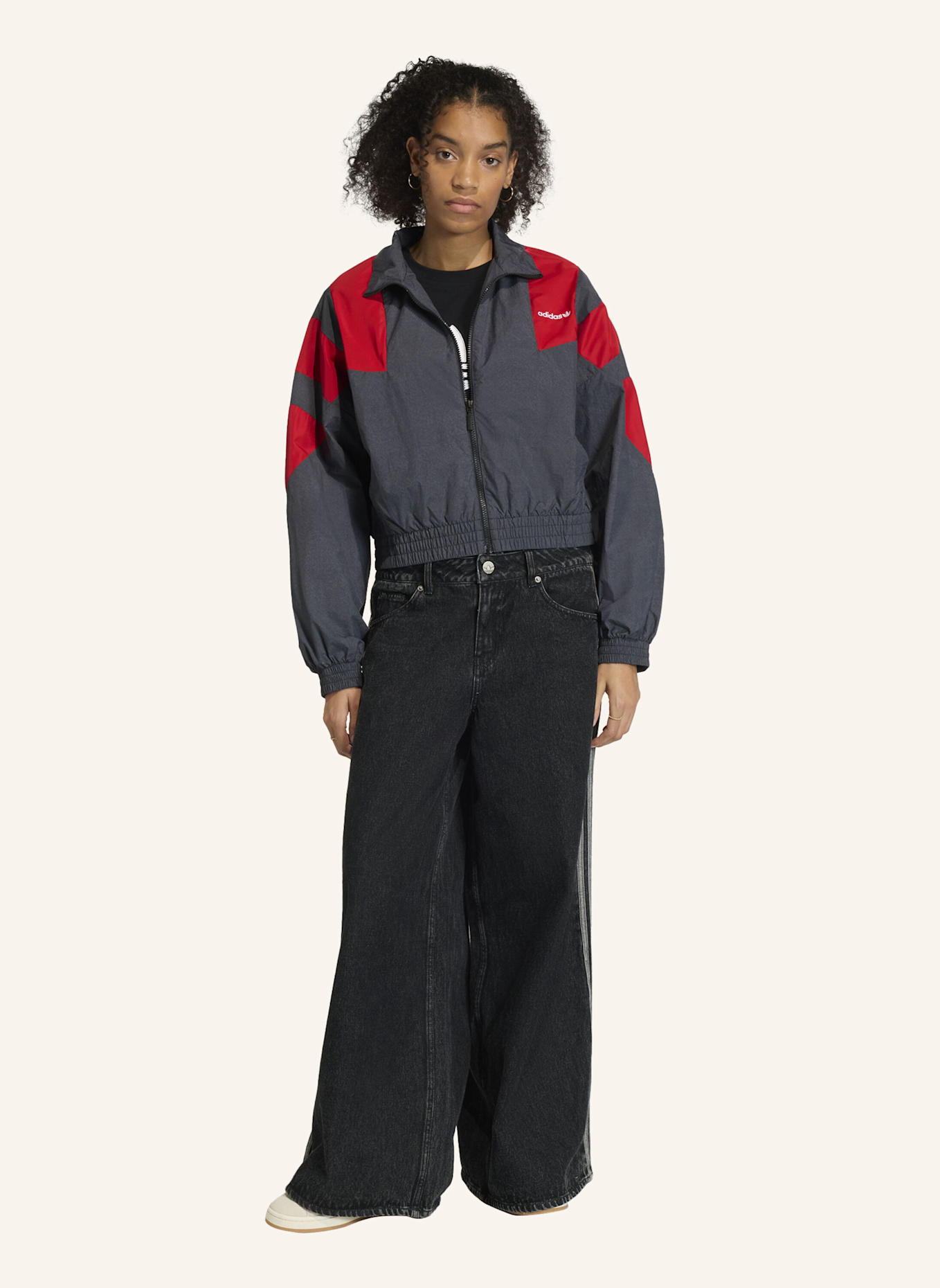 adidas Originals BLOCKED WASHED ZIPPED TRACKTOP: SCHWARZ