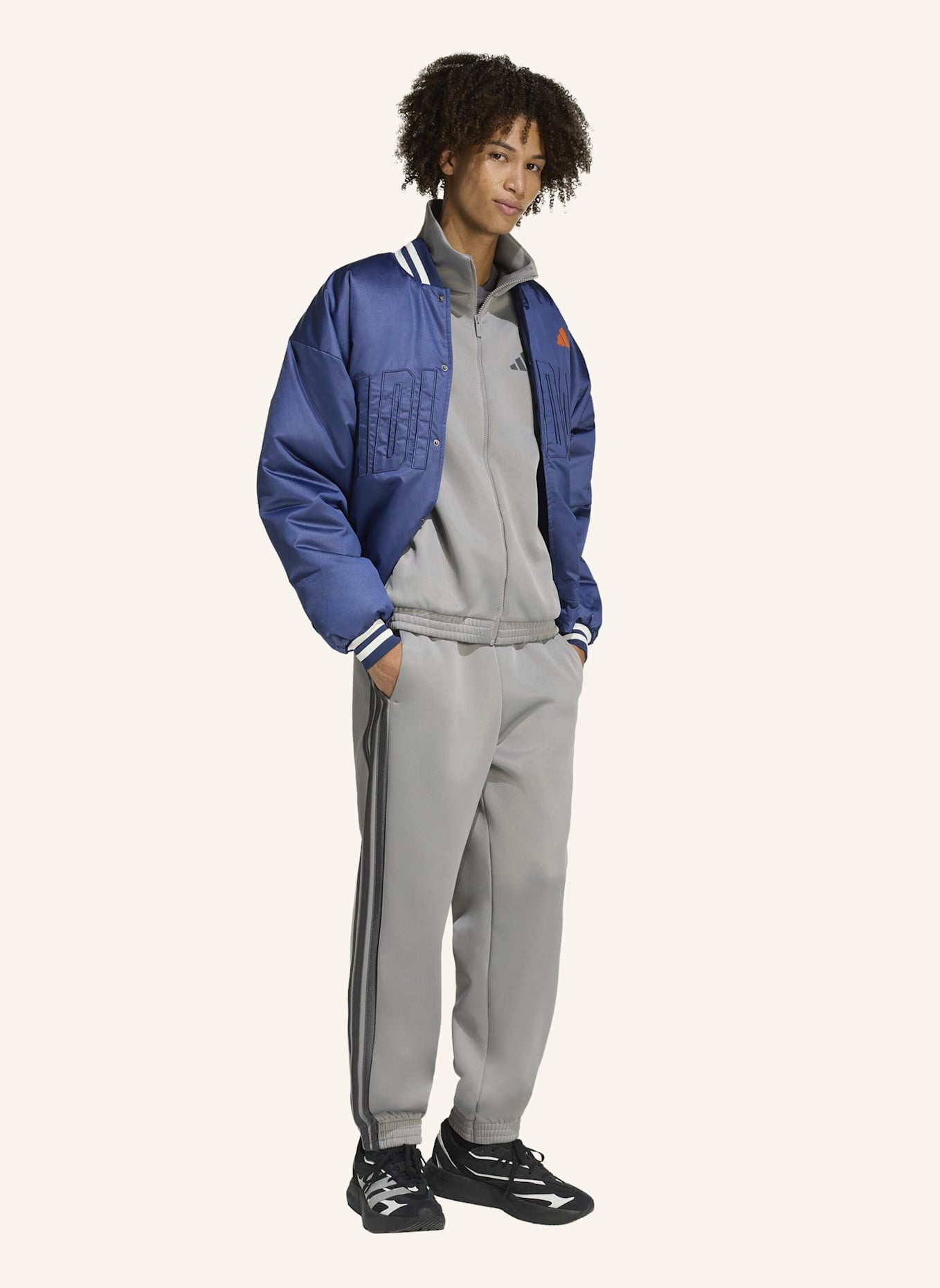 adidas STADIUM TRAININGSJACKE: GRAU/ BLAU