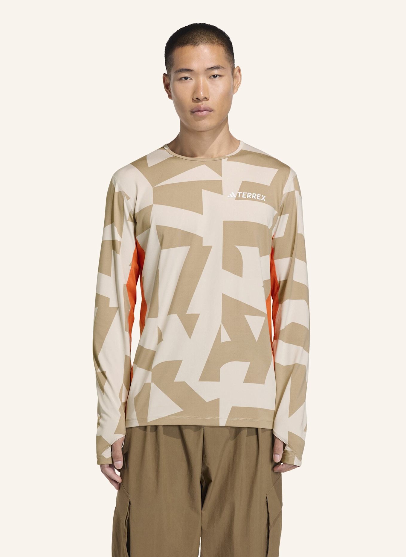 adidas TERREX MULTI SYNTHETIC BASELAYER LONGSLEEVE: BEIGE