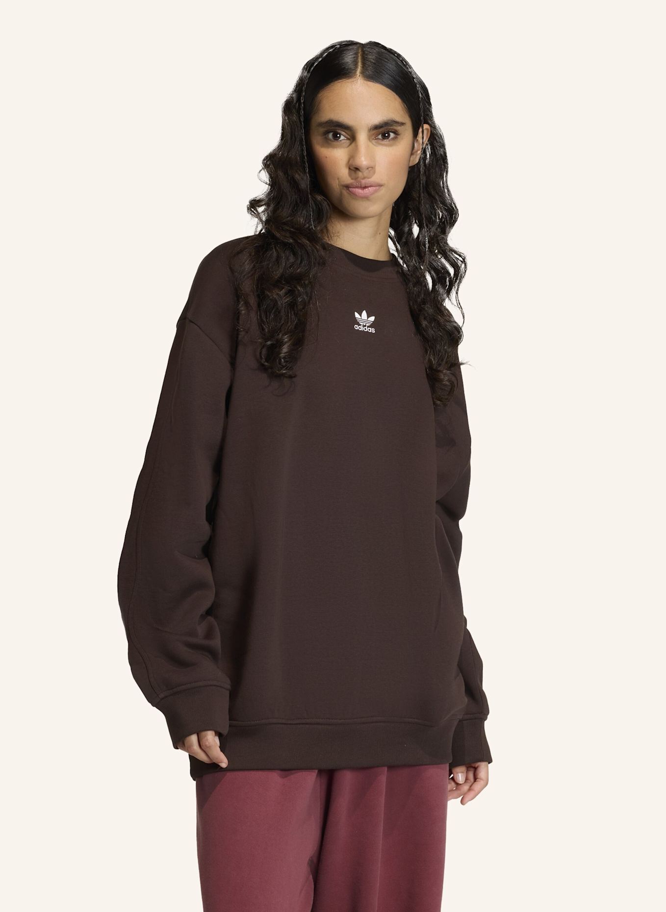 adidas Originals ESSENTIALS LONG OVERSIZED SWEATSHIRT: BRAUN