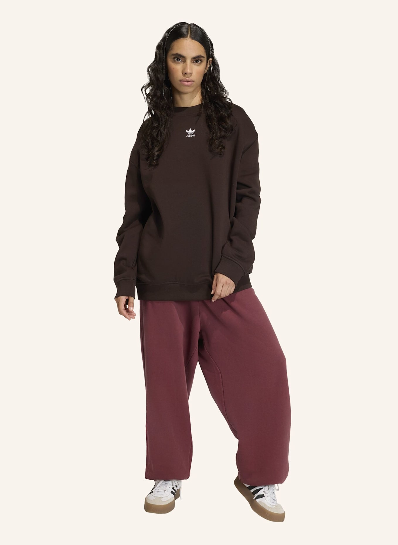 adidas Originals ESSENTIALS LONG OVERSIZED SWEATSHIRT: BRAUN