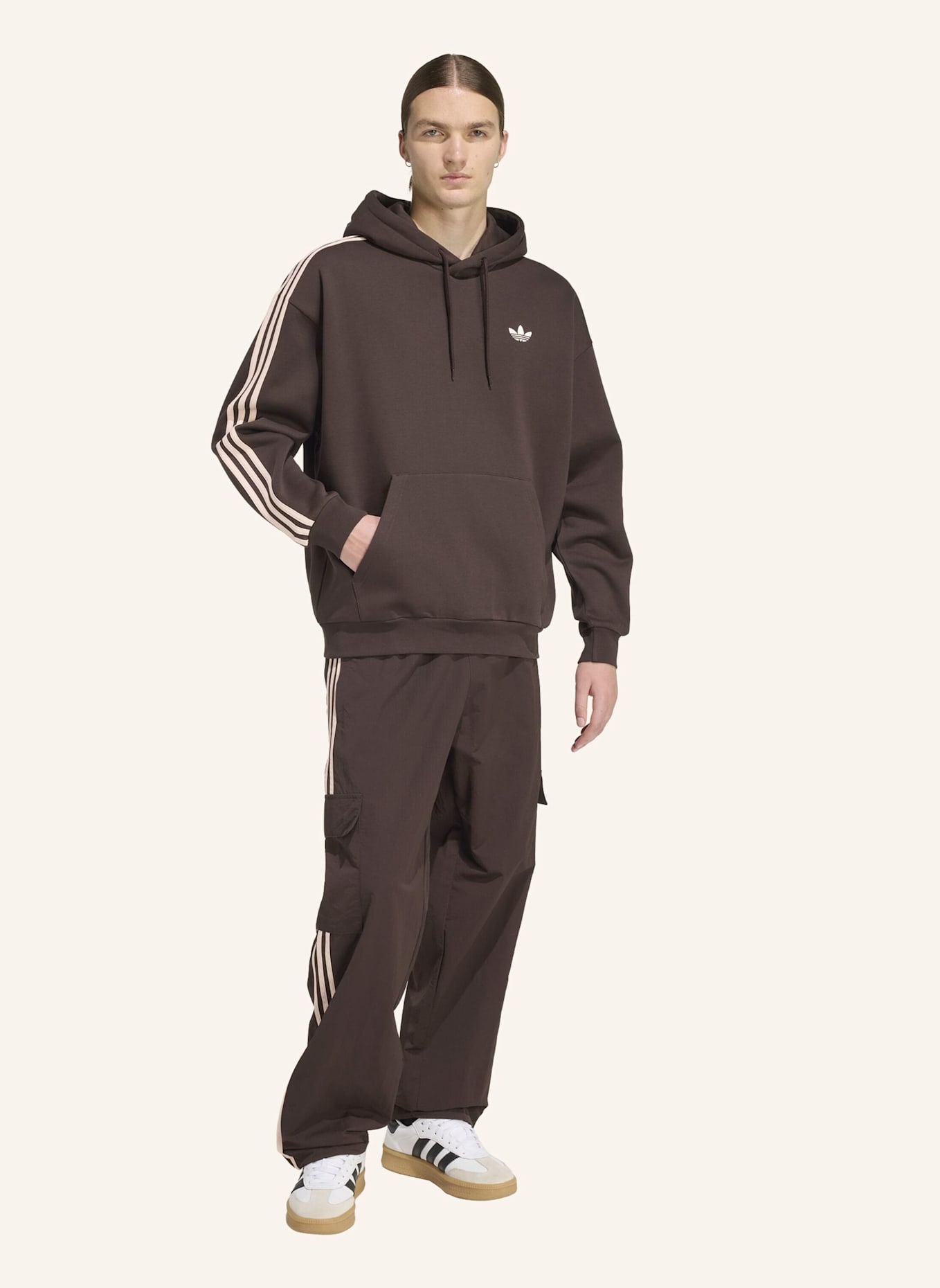 adidas Originals ADICOLOR CLASSICS 3-STREIFEN HOODIE: BRAUN
