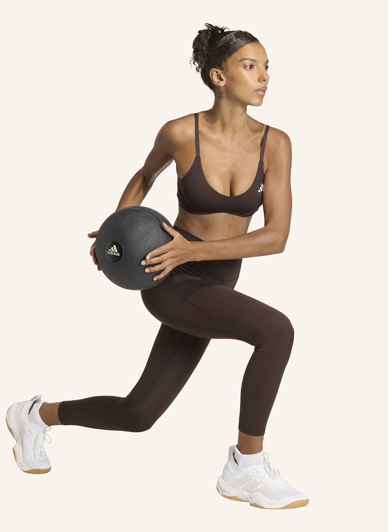 adidas OPTIME ESSENTIALS 7/8-LEGGINGS OHNE VORDERNAHT: BRAUN