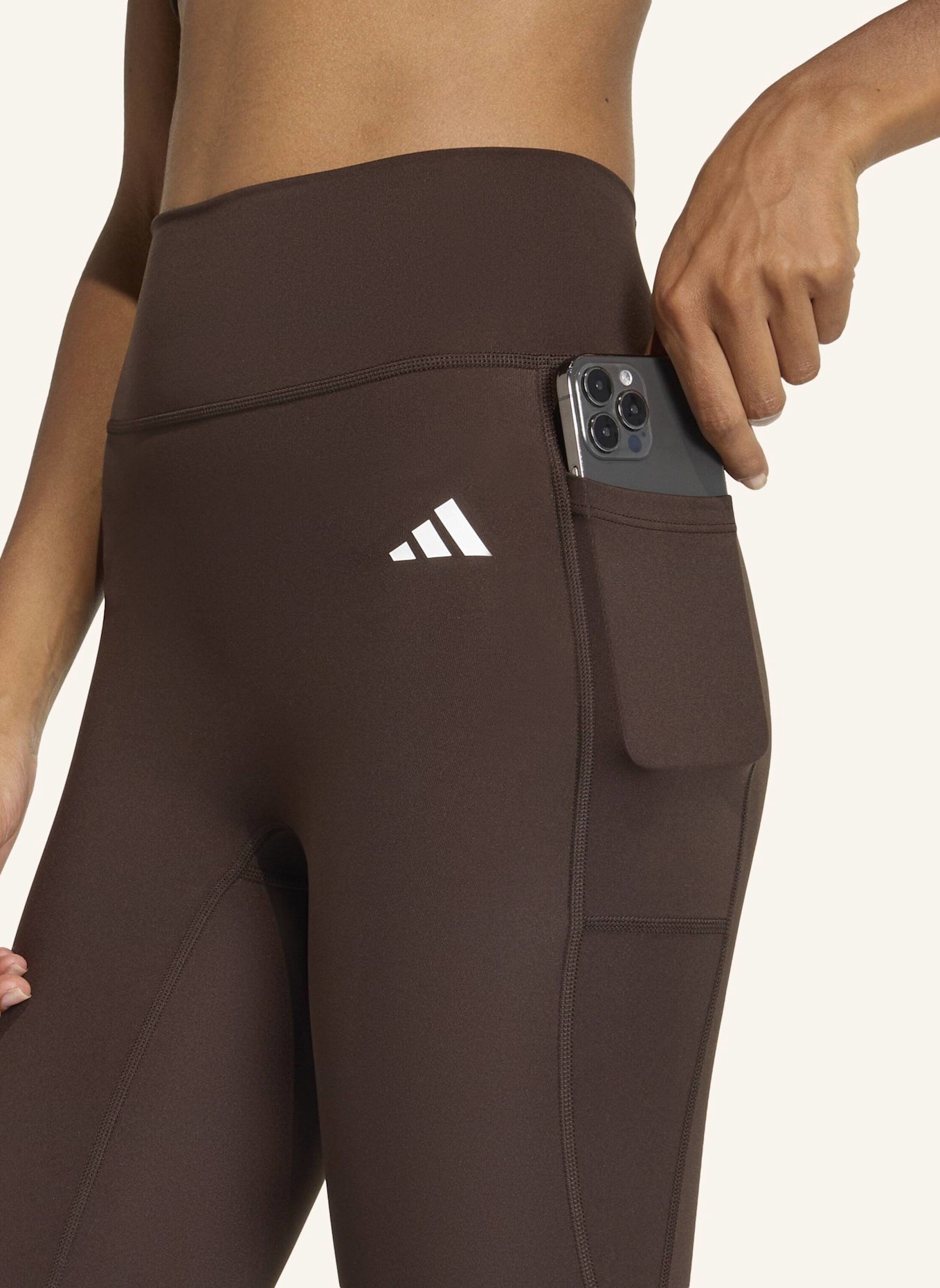 adidas OPTIME ESSENTIALS 7/8-LEGGINGS OHNE VORDERNAHT: BRAUN