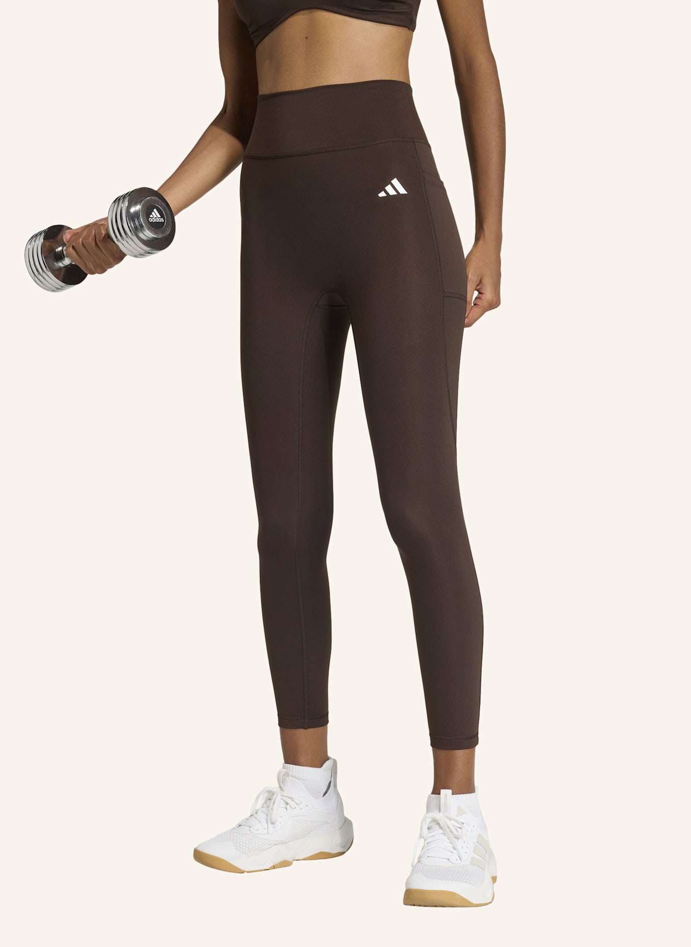 adidas OPTIME ESSENTIALS 7/8-LEGGINGS OHNE VORDERNAHT: BRAUN