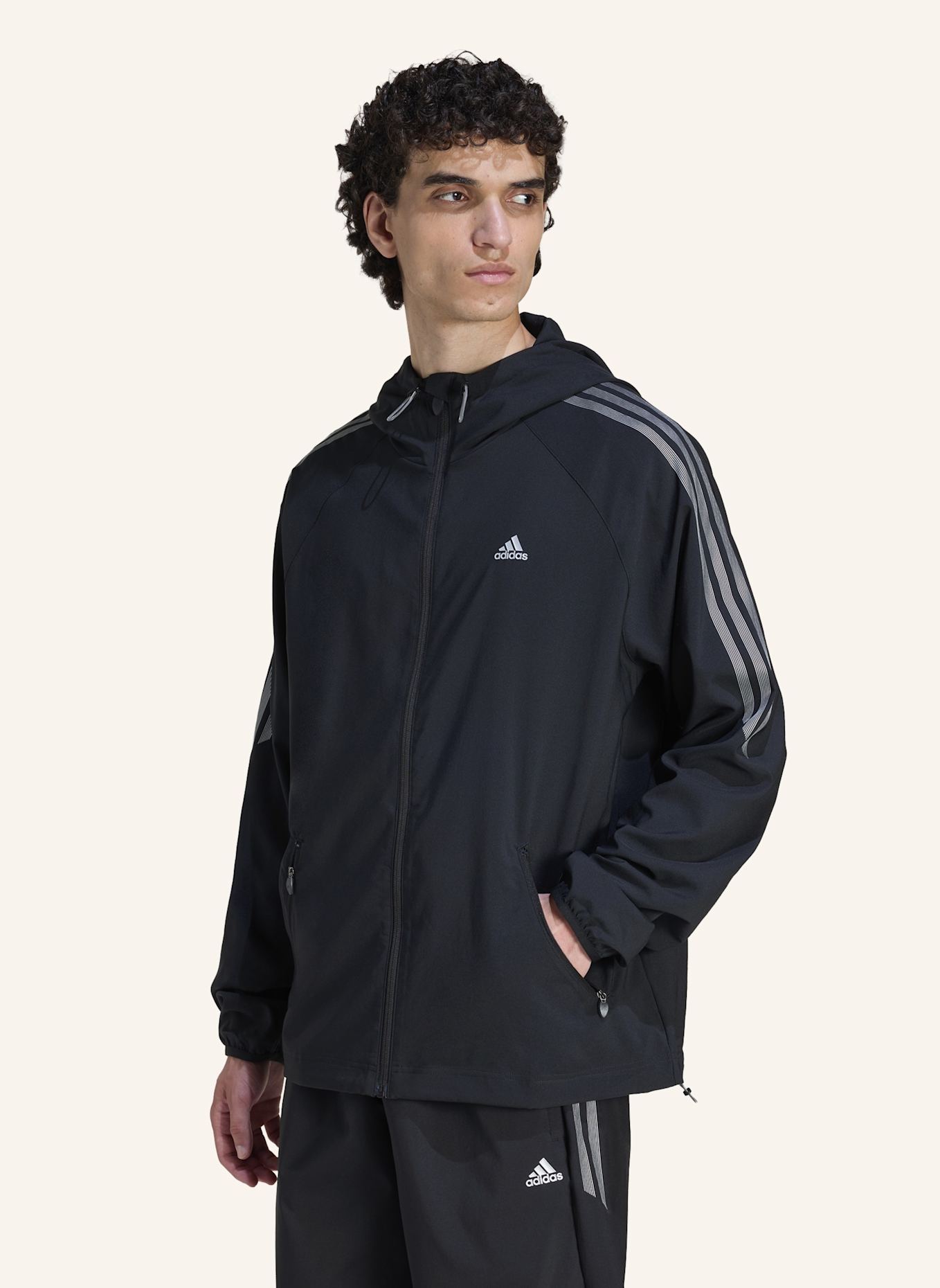 adidas Originals STRIPED REGULAR WINDRUNNER JACKE.: SCHWARZ