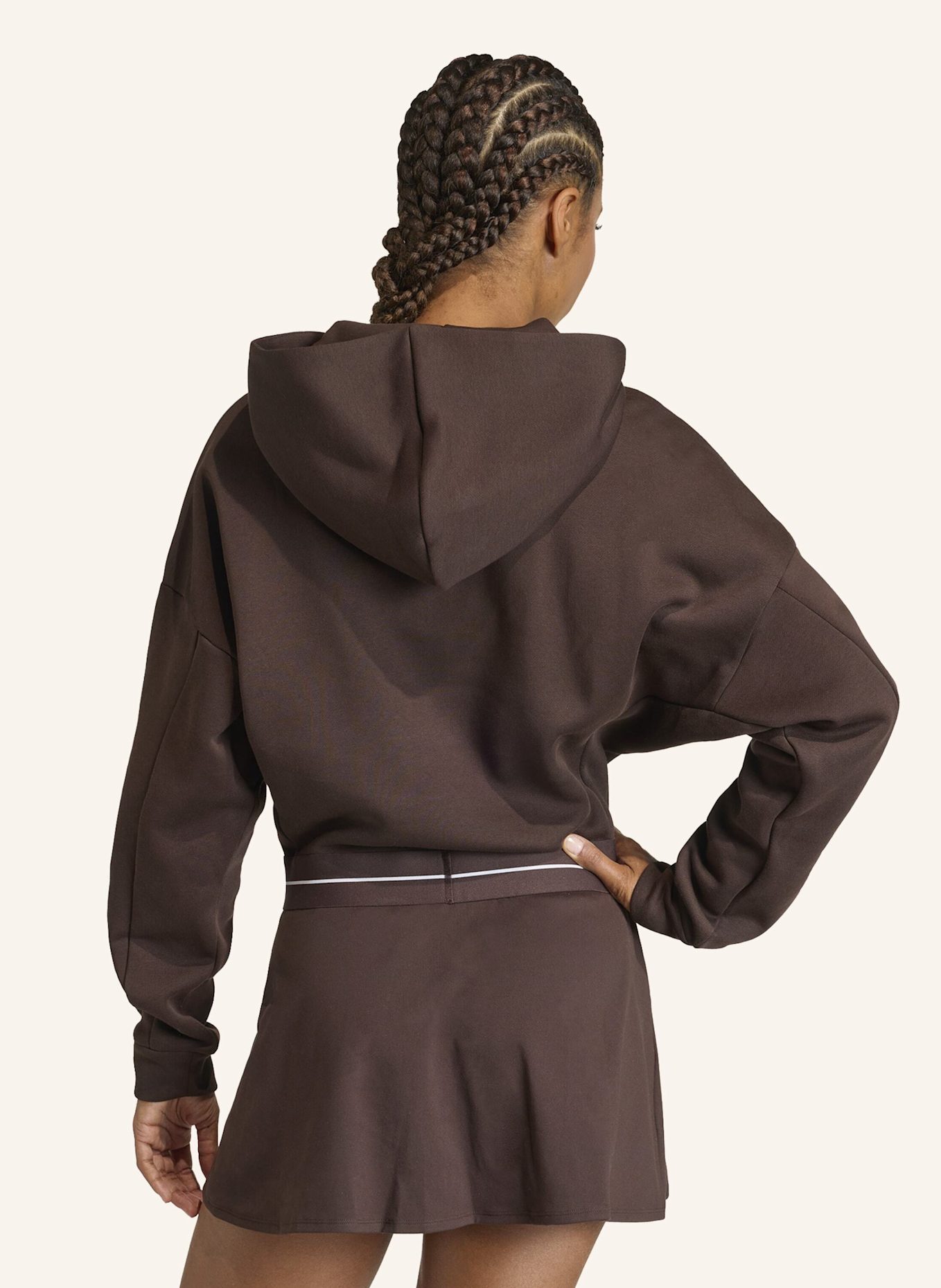 adidas HYPERGLAM CROPPED HOODIE: BRAUN
