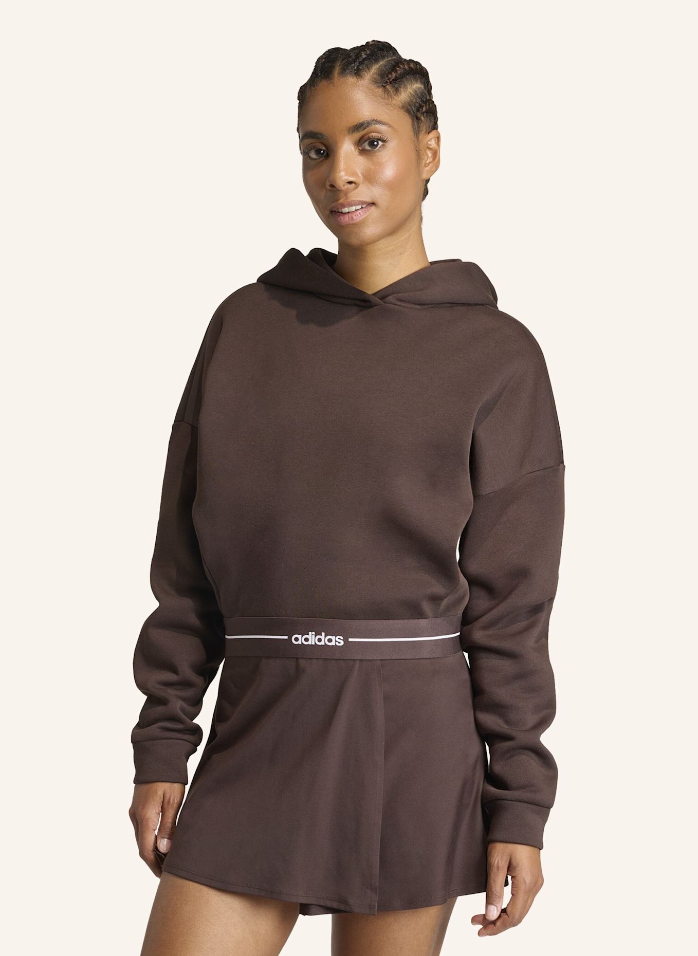 adidas HYPERGLAM CROPPED HOODIE: BRAUN