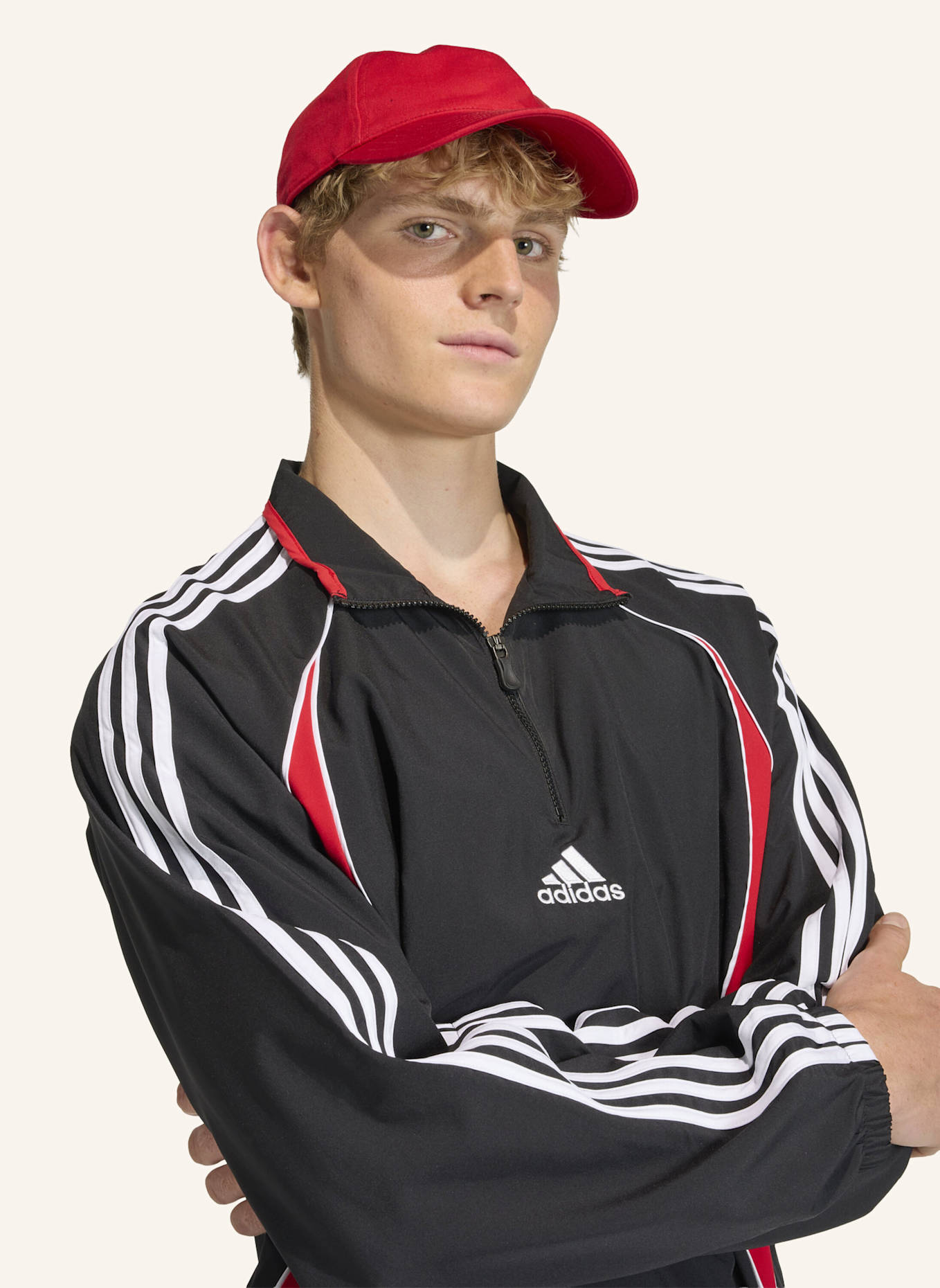 adidas Originals TEAMGEIST HALF ZIP SWEATSHIRT.: SCHWARZ