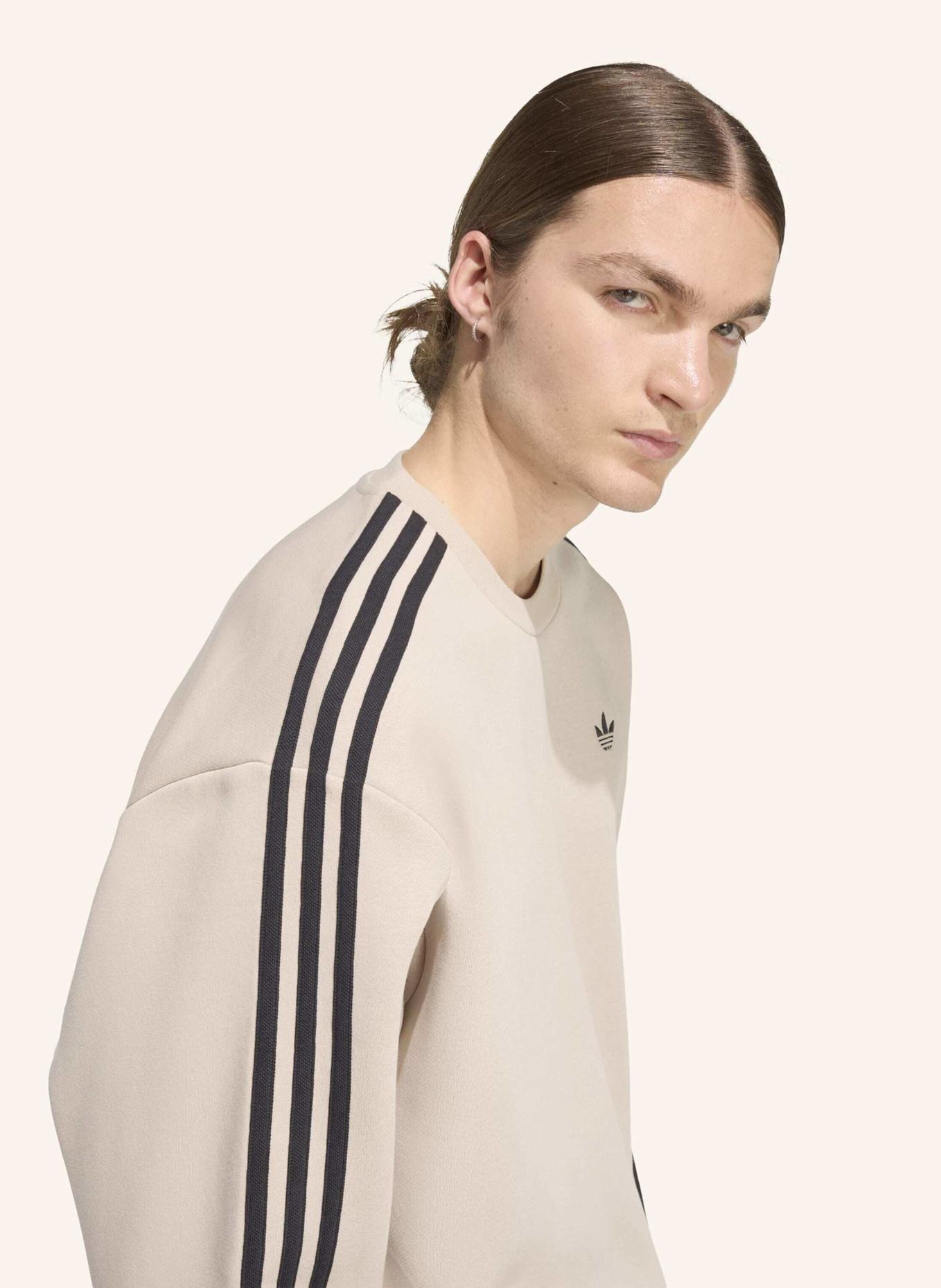 adidas Originals ADICOLOR 3-STREIFEN OVERSIZED CREWNECK: BEIGE