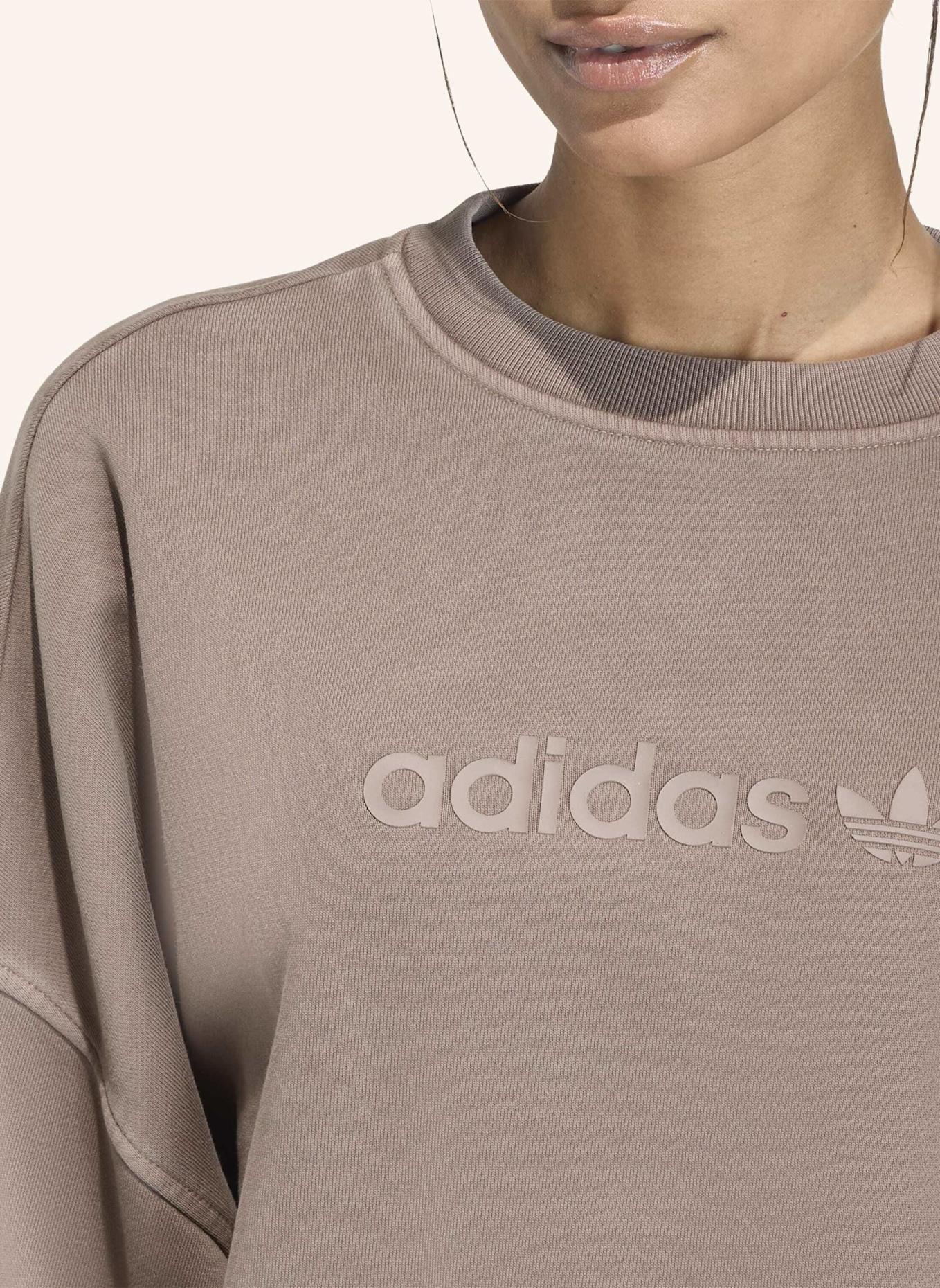 adidas Originals ESSENTIALS LINEAR CROPPED SWEATSHIRT: BRAUN