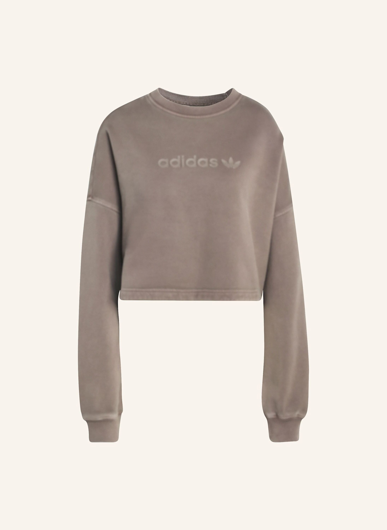 adidas Originals ESSENTIALS LINEAR CROPPED SWEATSHIRT: BRAUN
