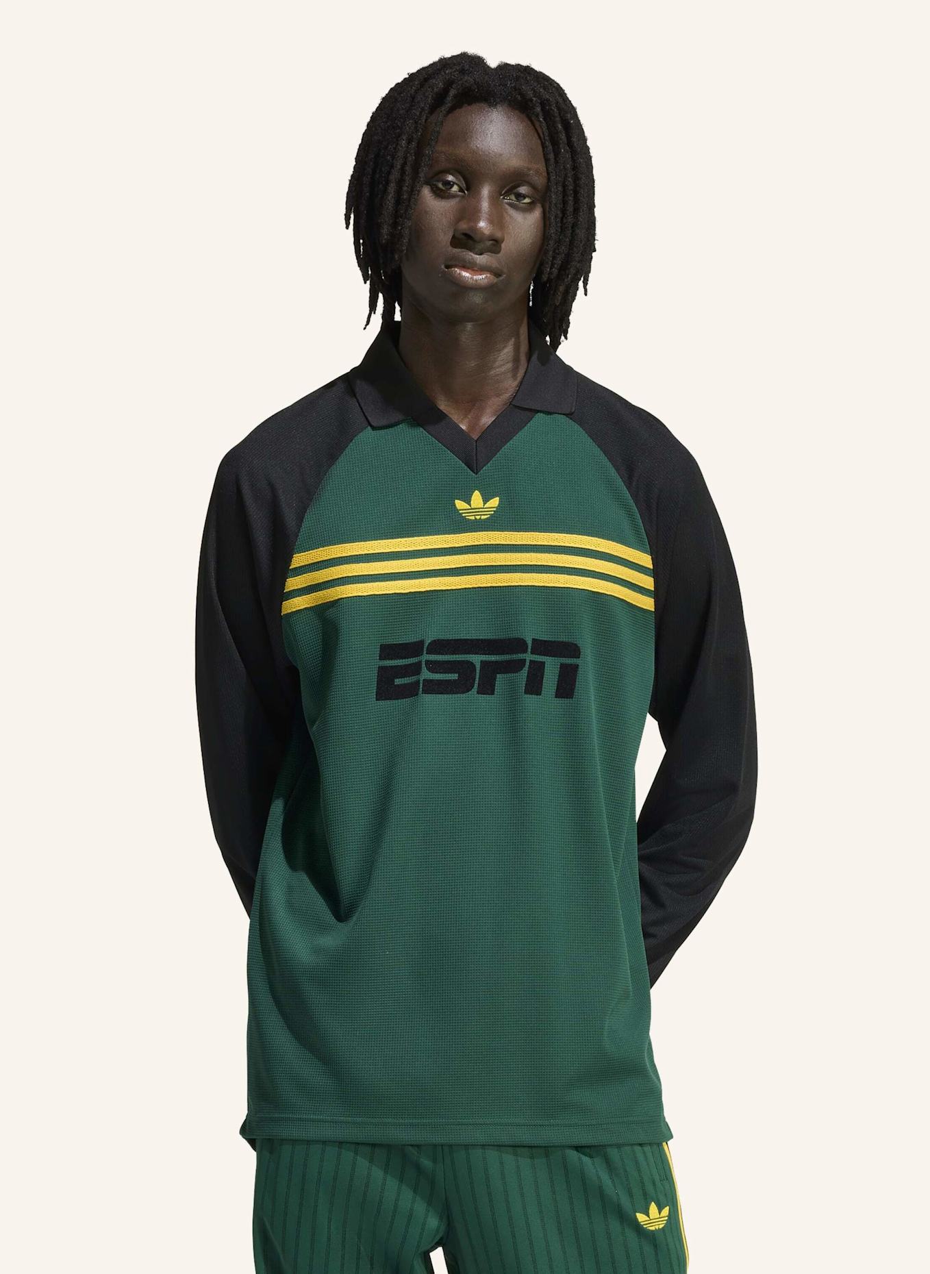 adidas Originals SPONSORED ARCHIVE LONGSLEEVE T-SHIRT: GRÜN/ SCHWARZ