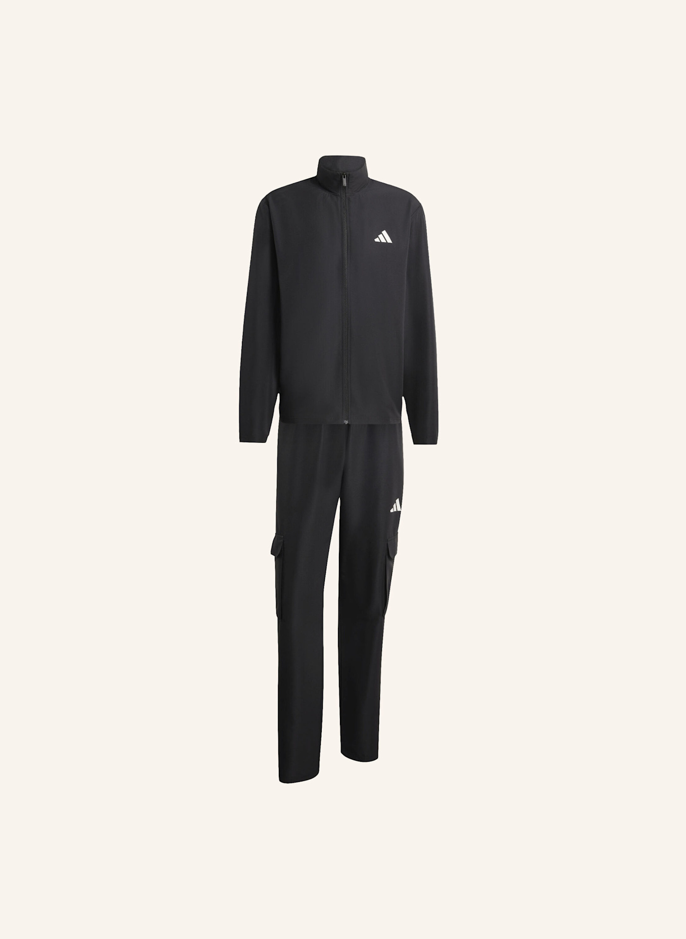 adidas SPORTSWEAR WOVEN CARGO-TRAININGSANZUG: SCHWARZ