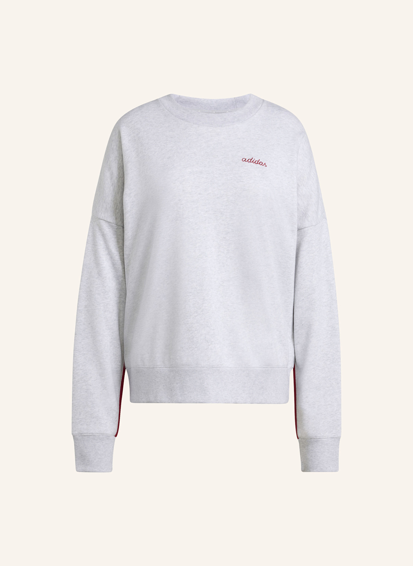 adidas SEASONAL ESSENTIALS COLORPOP SWEATSHIRT MIT AUFGESTICKTER GRAFIK: GRAU/ ROT